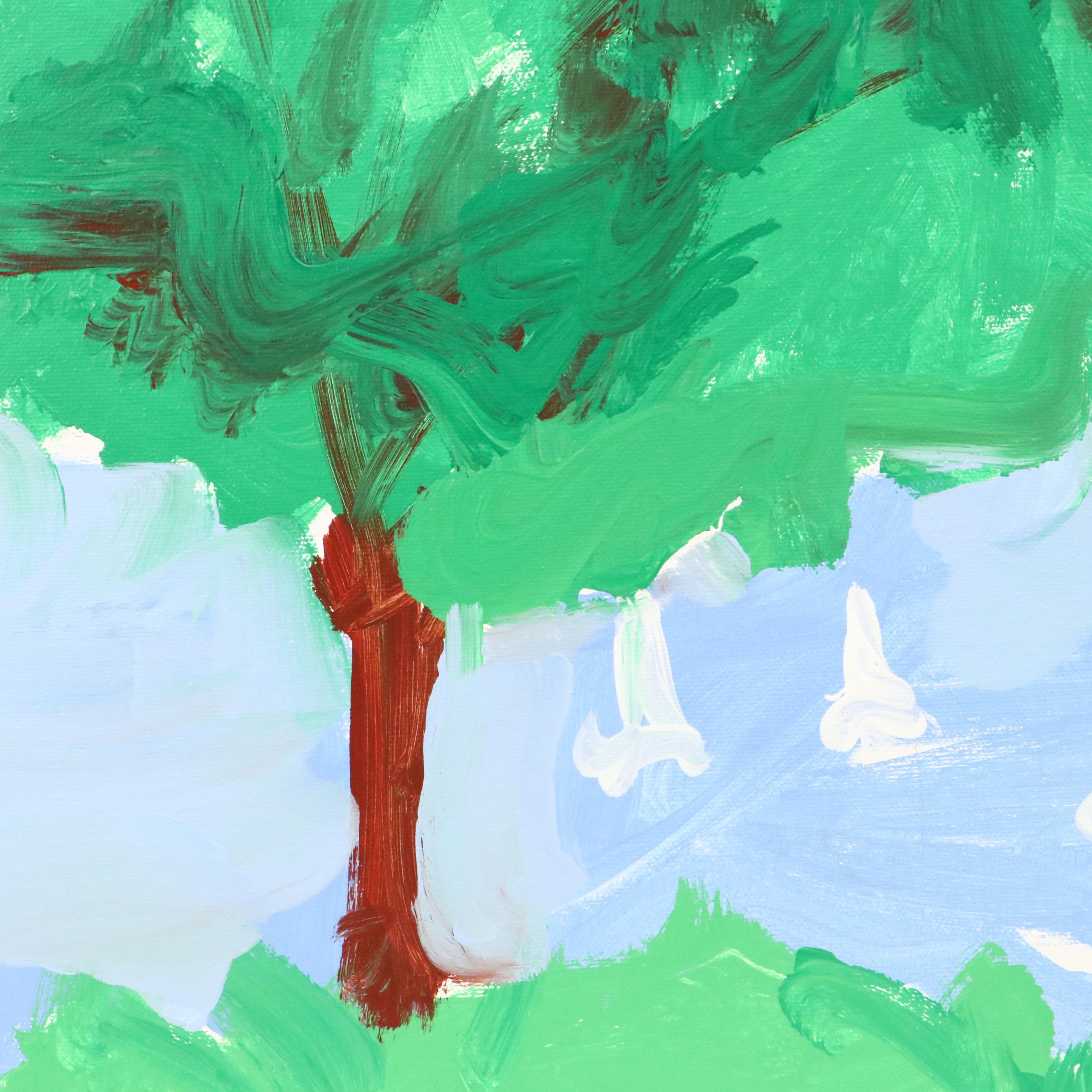 J. Popolin Stylized Coastal Landscape Acrylic Painting "Maine Daydream," 2025