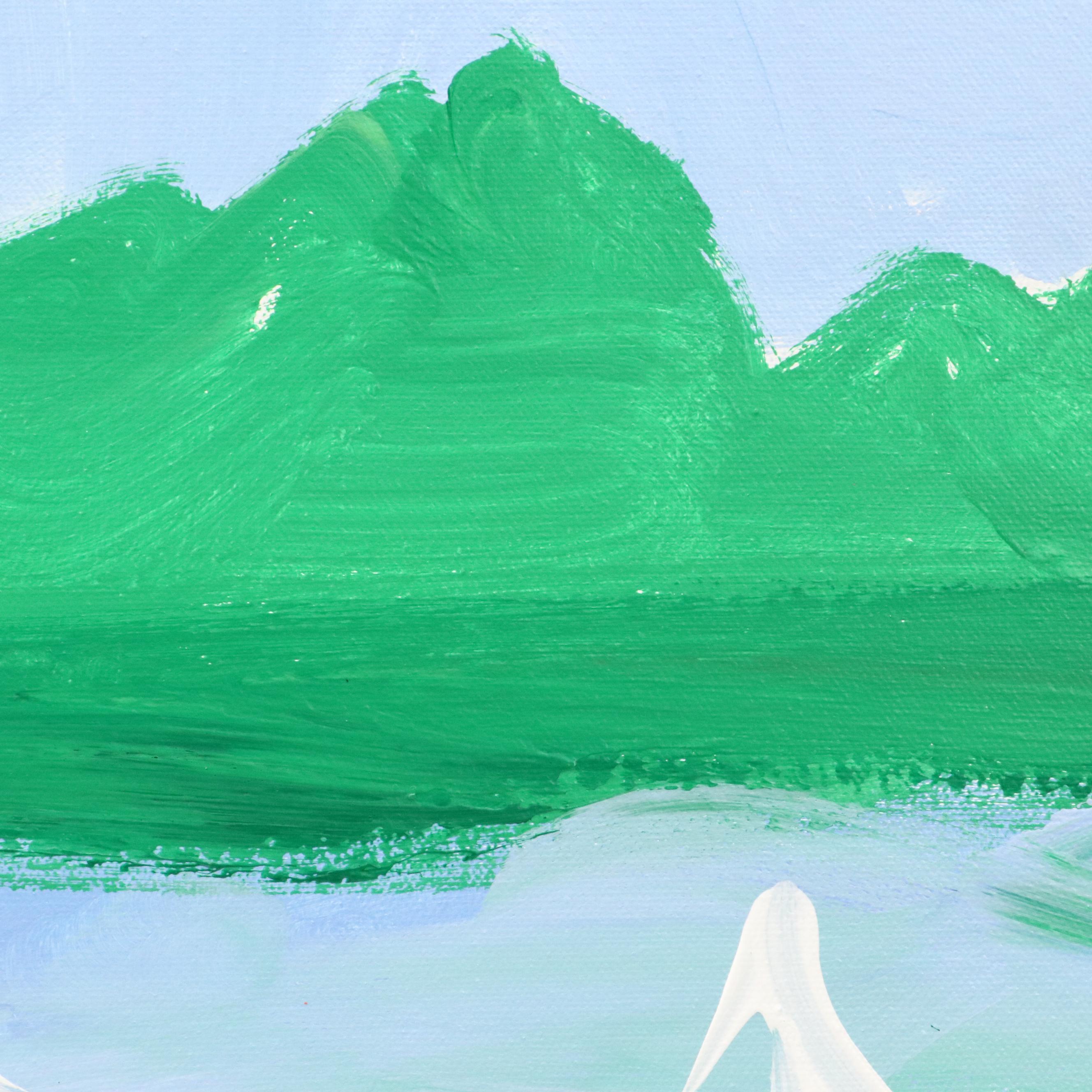 J. Popolin Stylized Coastal Landscape Acrylic Painting "Maine Daydream," 2025