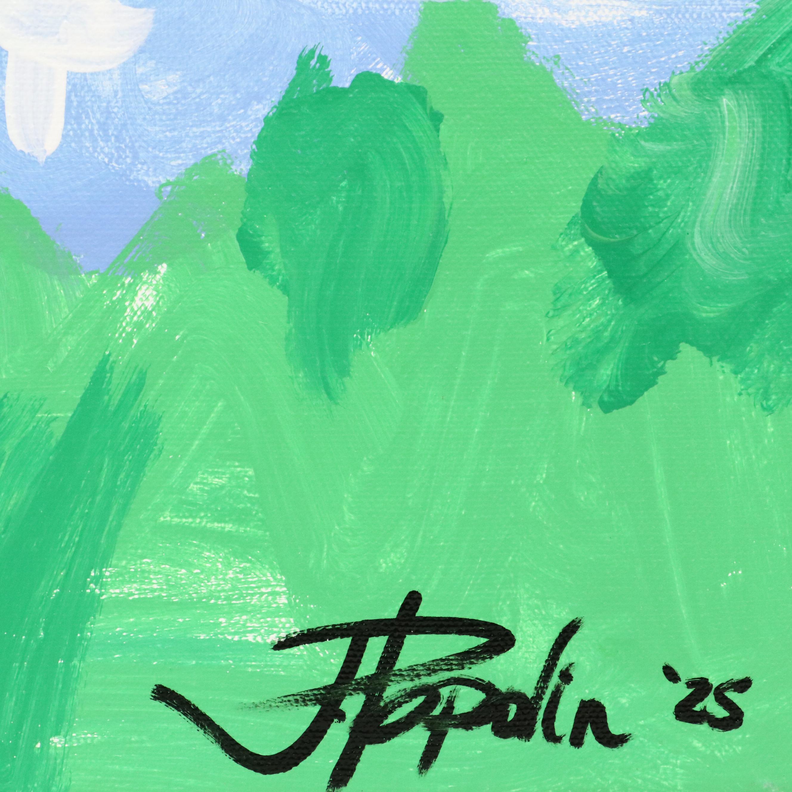 J. Popolin Stylized Coastal Landscape Acrylic Painting "Maine Daydream," 2025