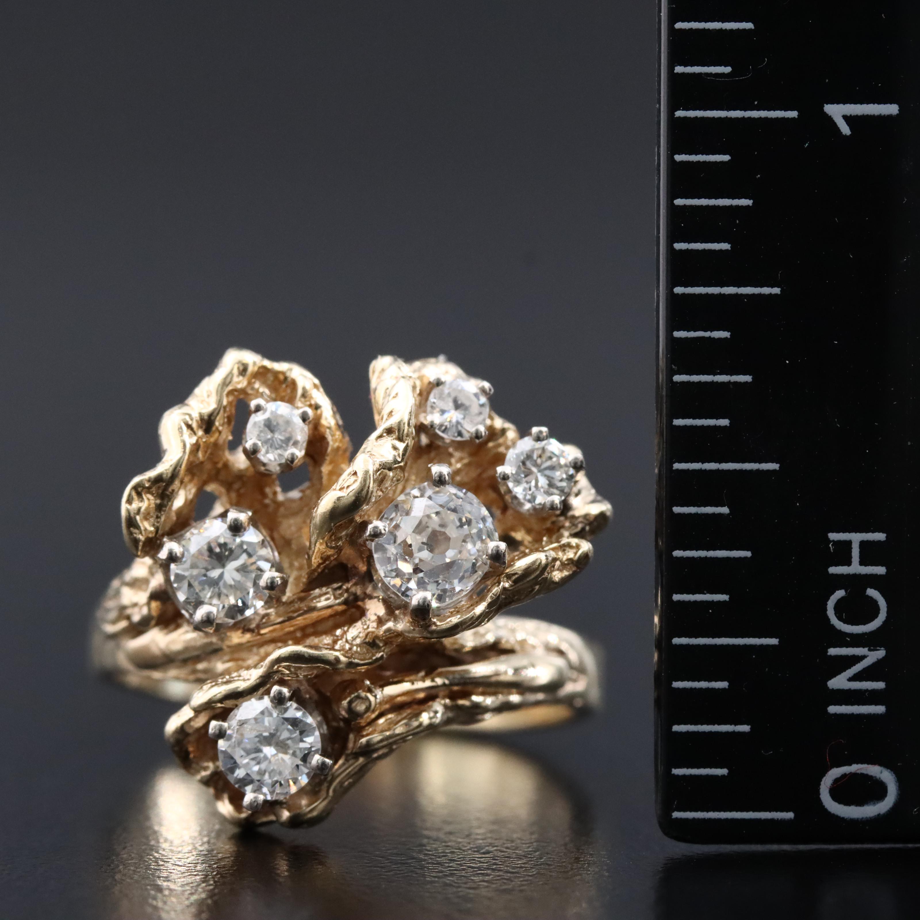 14K 0.88 CTW Diamond Biomorphic Ring