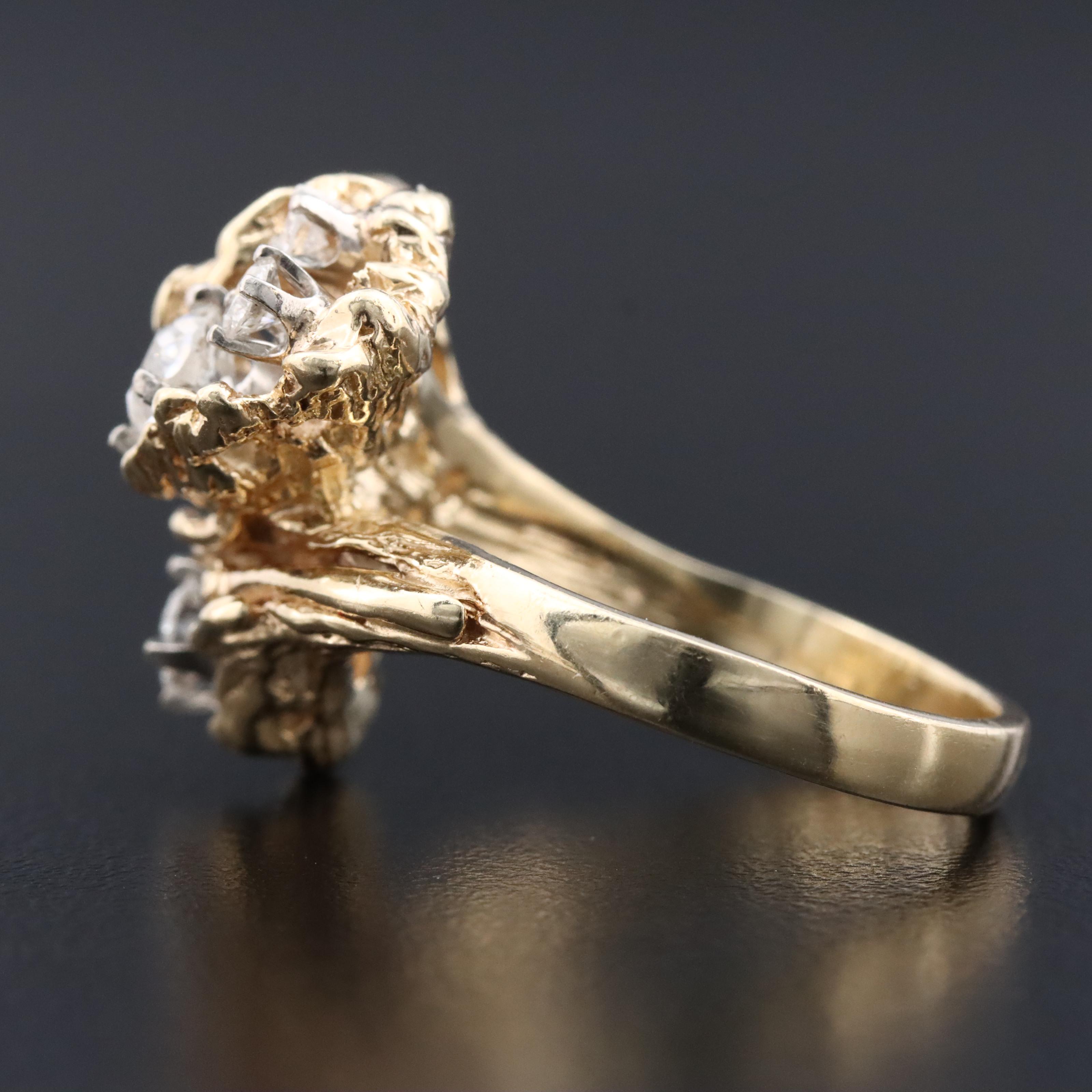 14K 0.88 CTW Diamond Biomorphic Ring