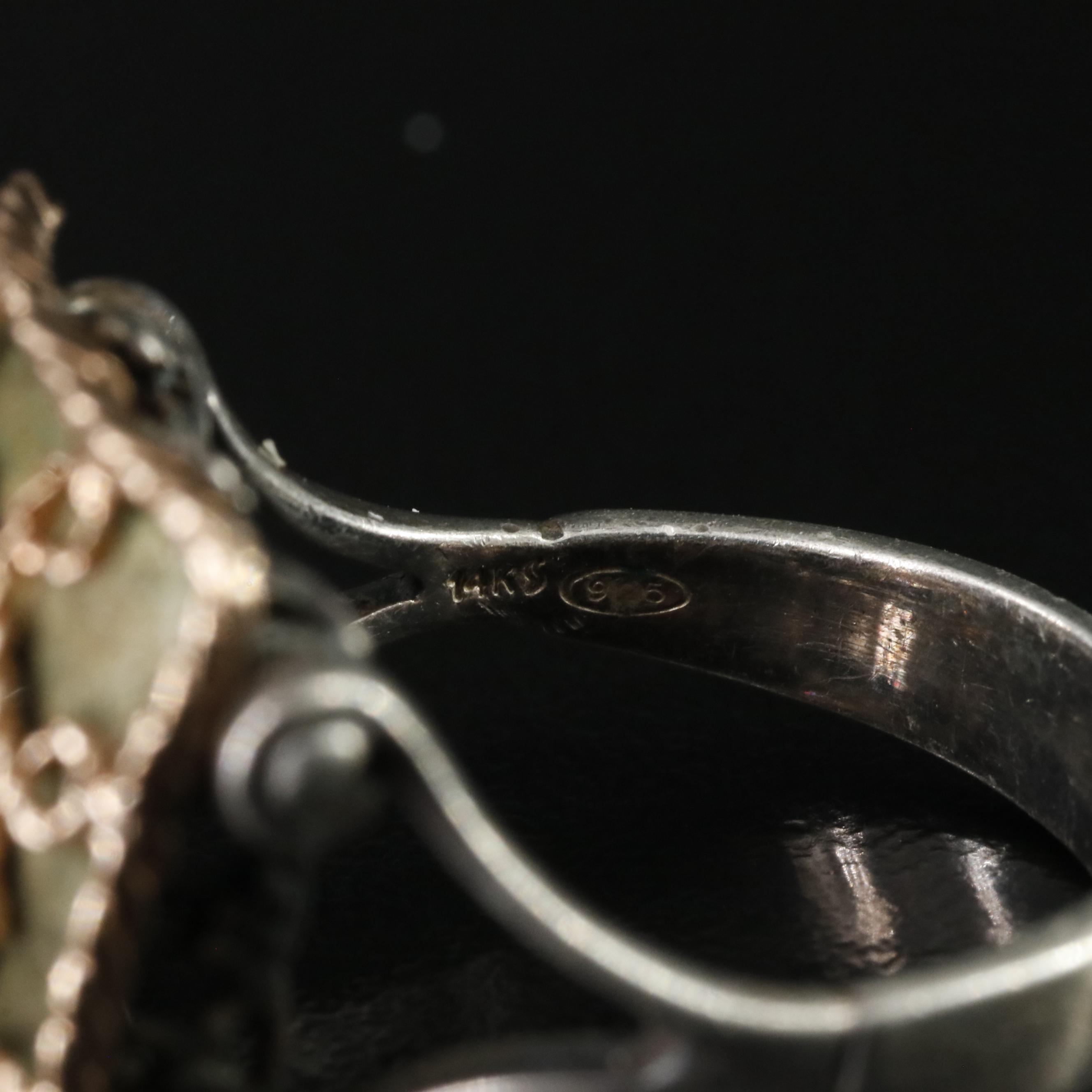 Sterling Smoky Quartz Ring with 14K Accent