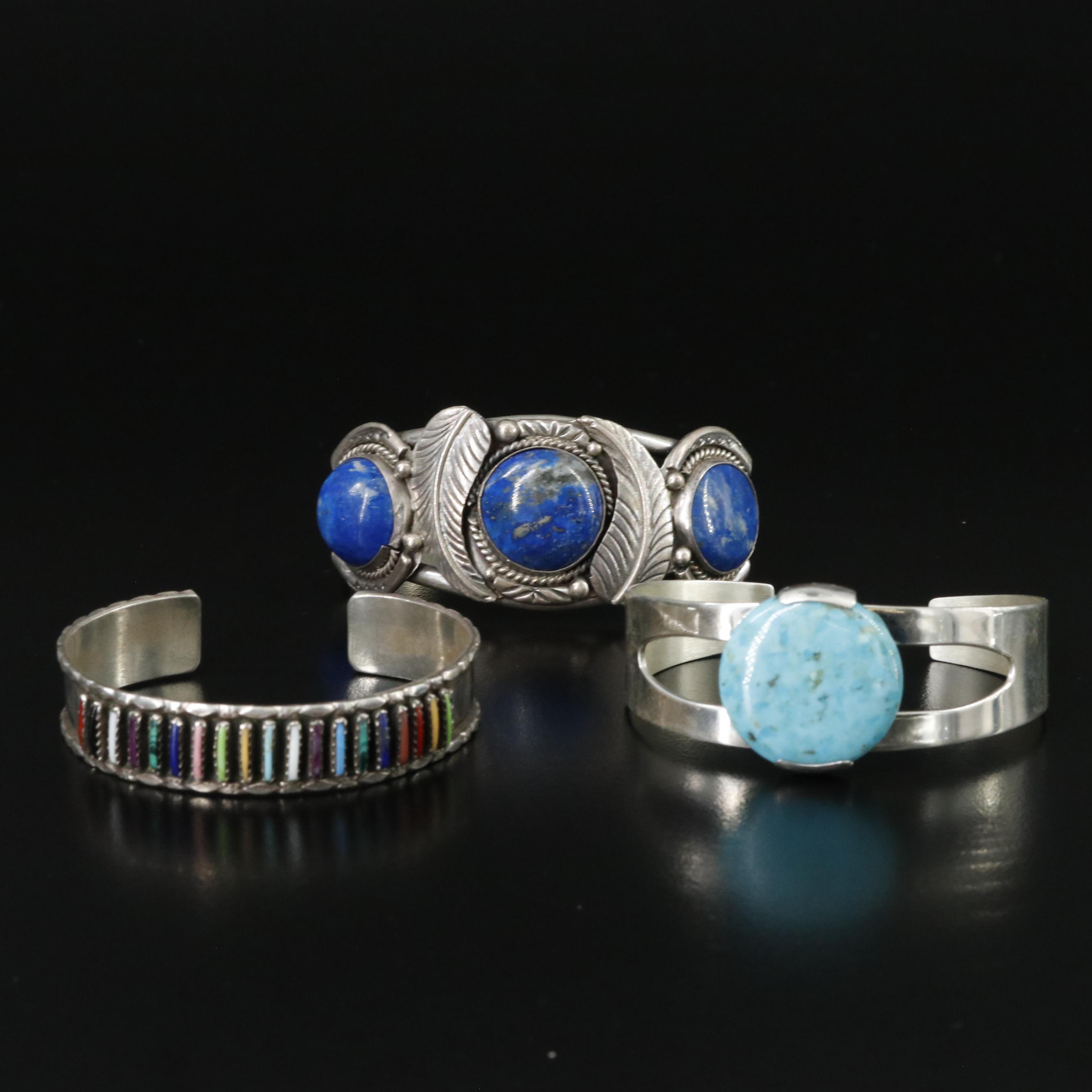 Southwestern Signed Sterling Cuff Bracelets Including Desert Rose Trading