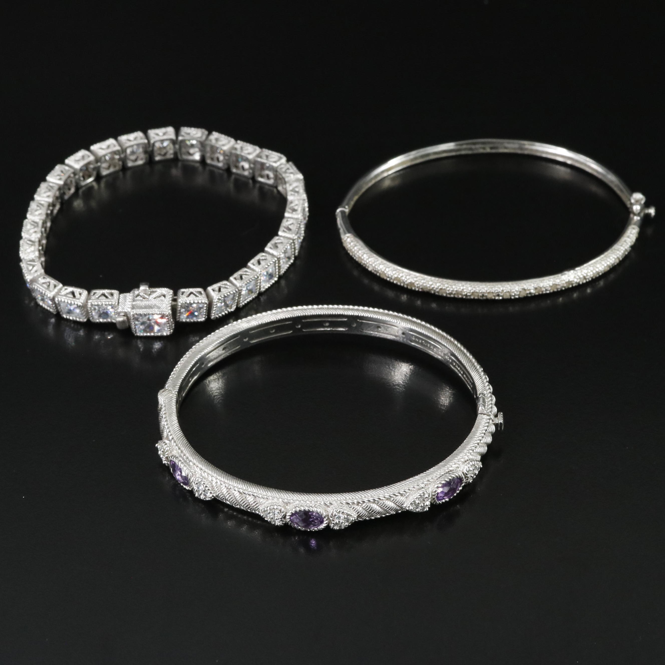 Judith Ripka, Amethyst and Diamonds Featured in Sterling Bracelets