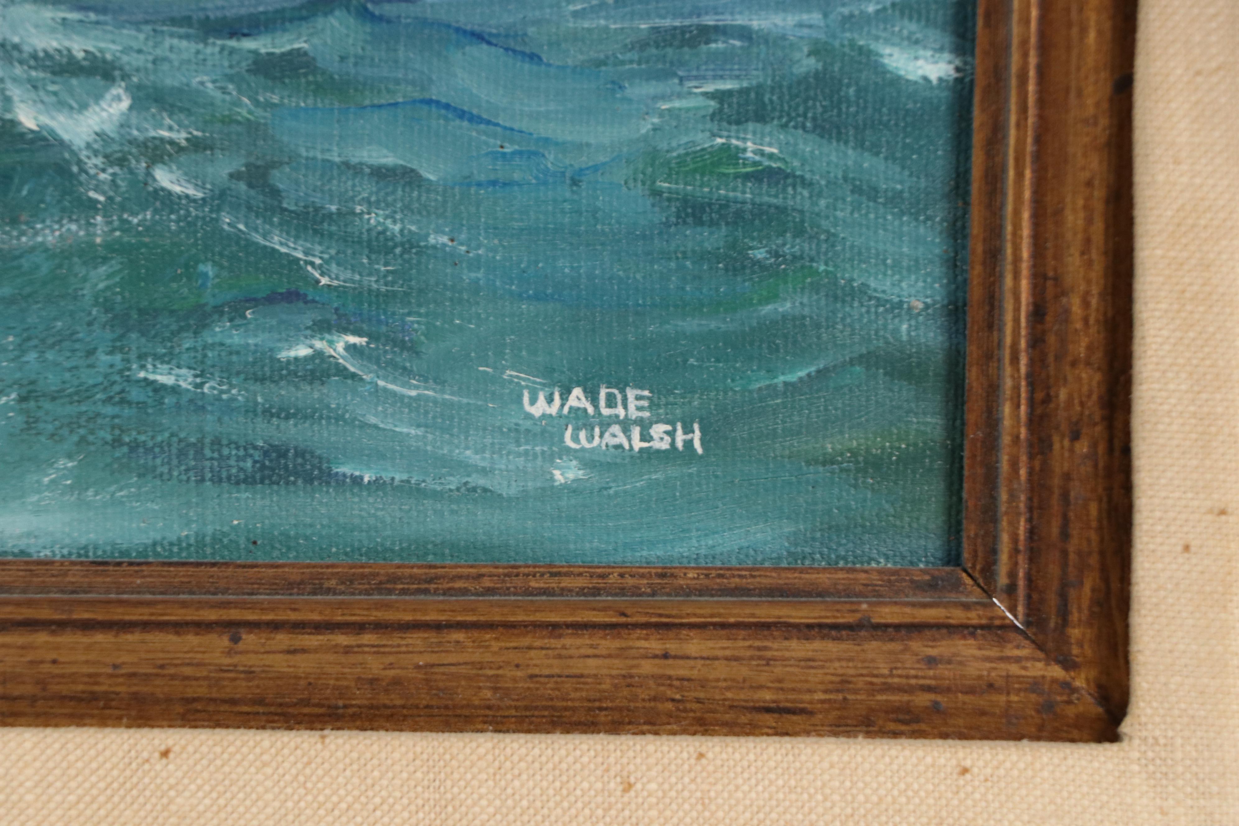 Wade Walsh Seascape Oil Painting with Sailing Raft