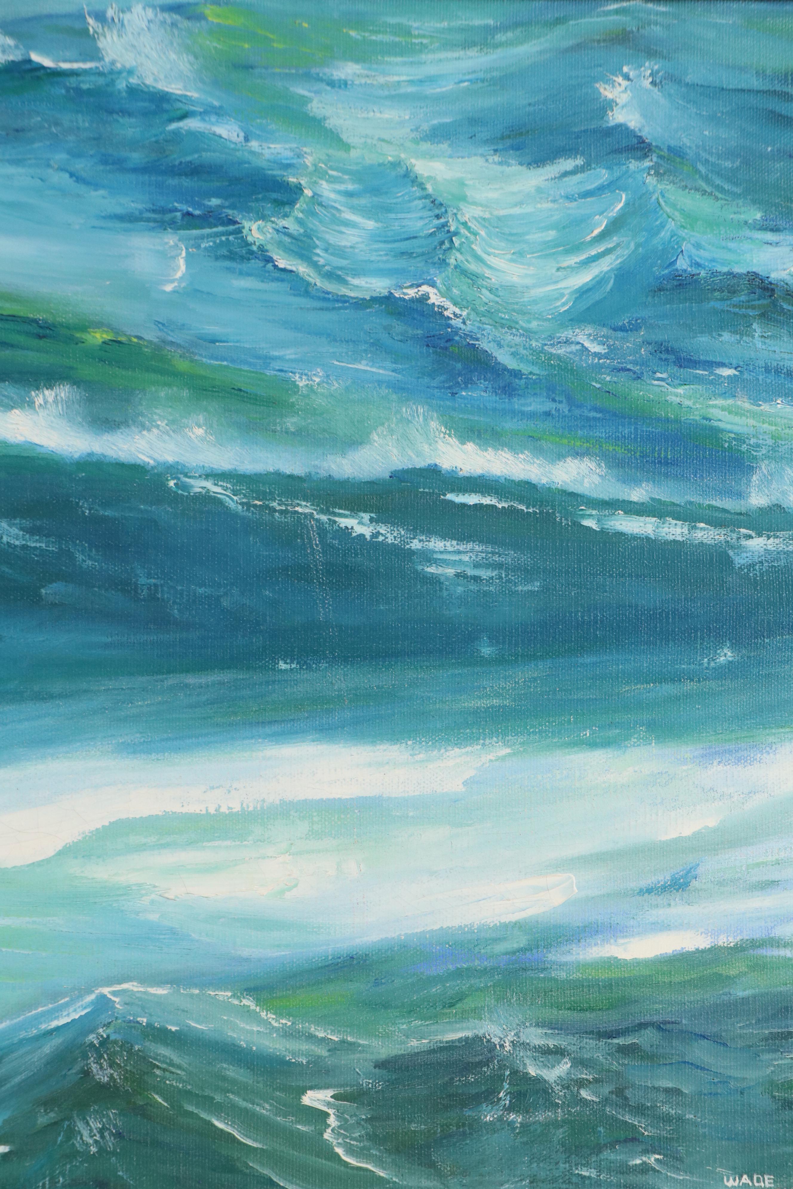 Wade Walsh Seascape Oil Painting with Sailing Raft