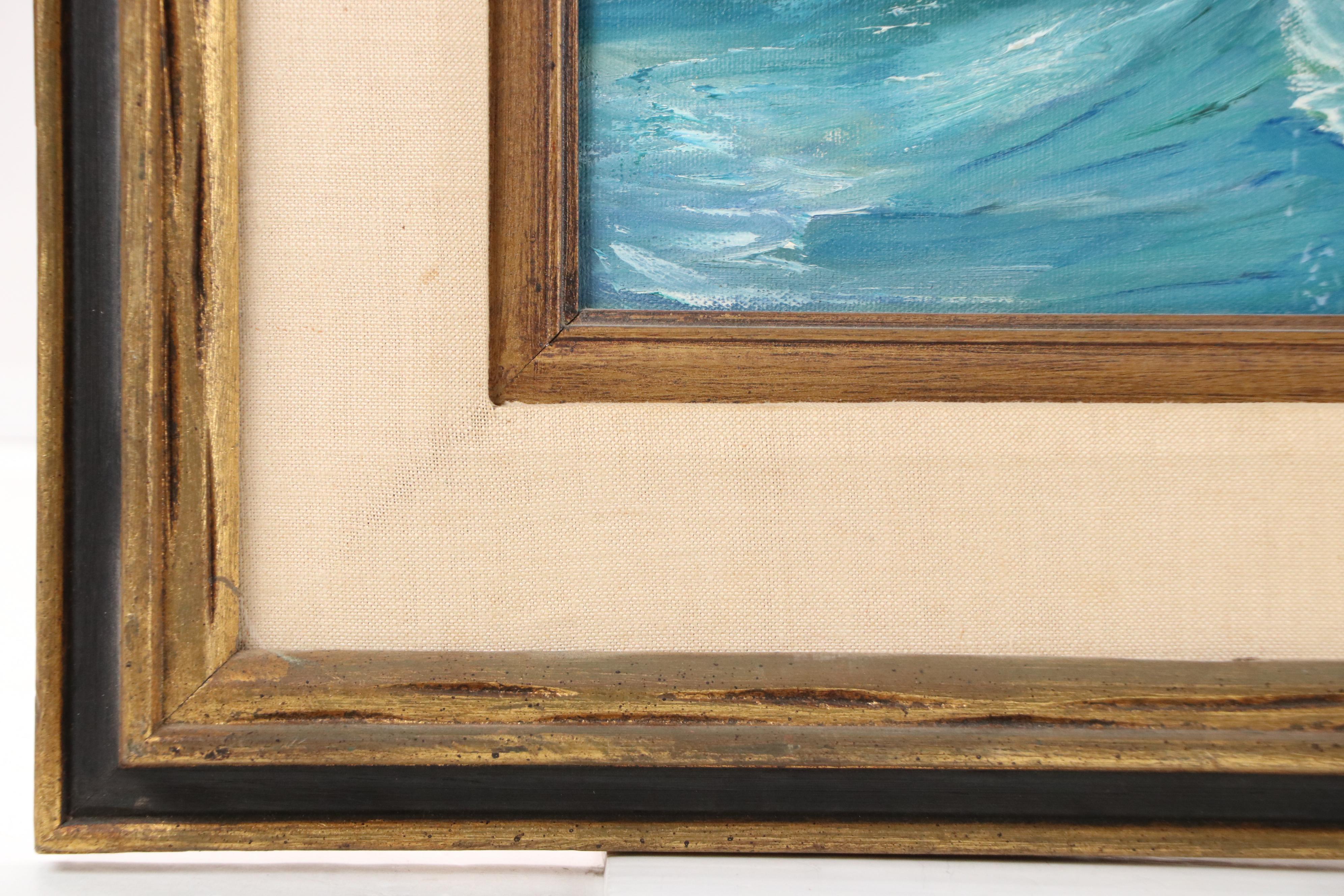 Wade Walsh Seascape Oil Painting with Sailing Raft