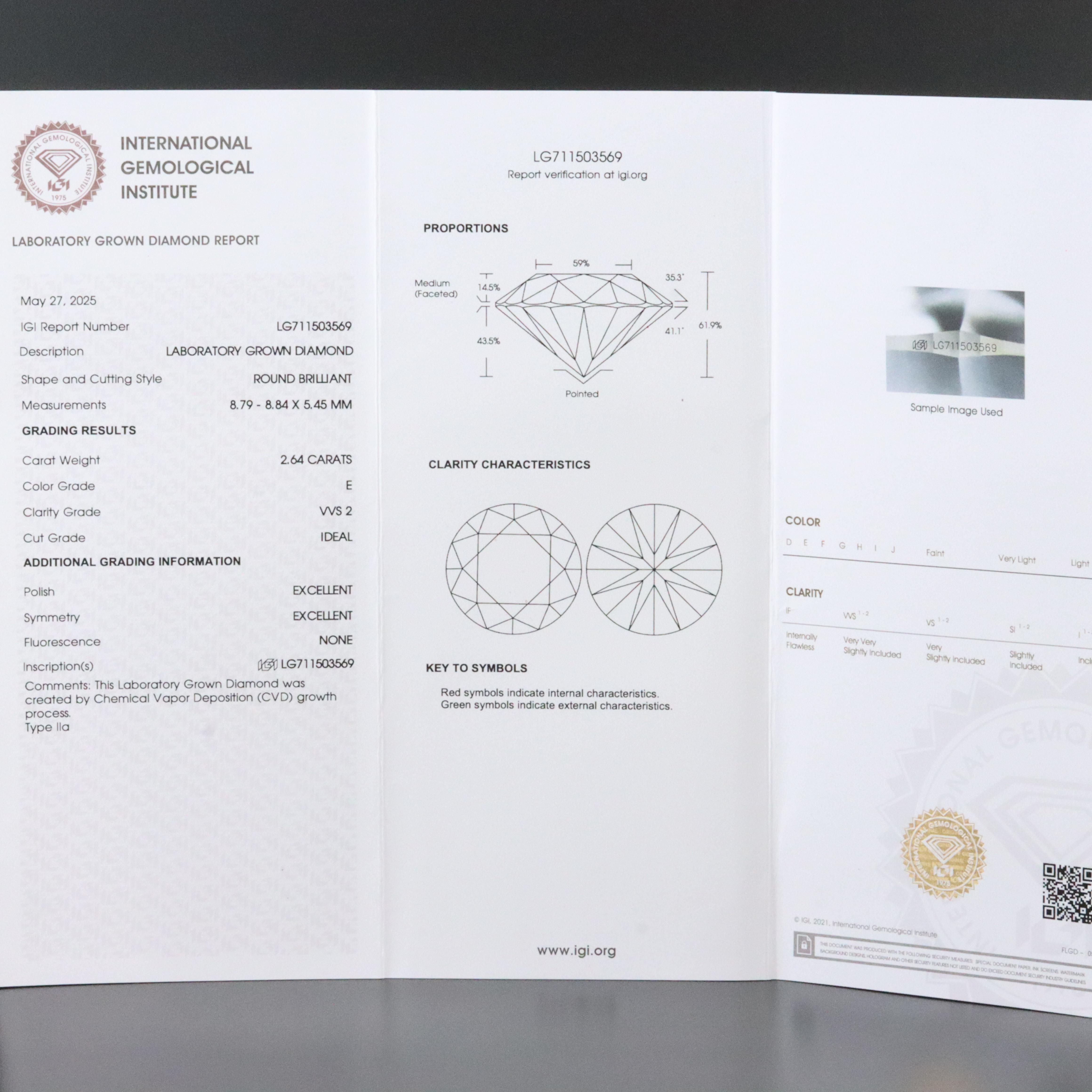 Platinum 5.29 CTW Lab Grown Diamond Stud Earrings with IGI Report