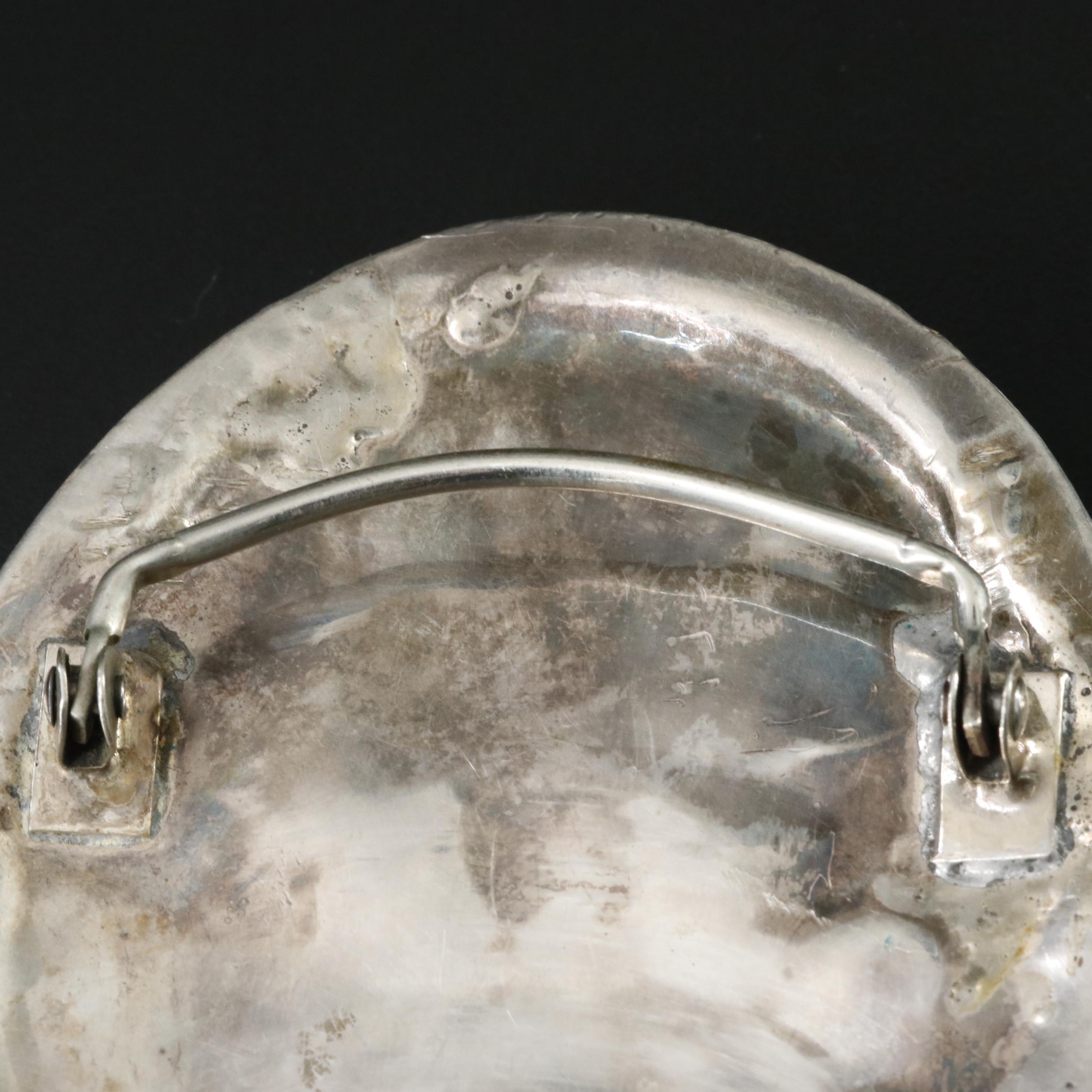 Southwestern Sterling Turquoise and Coral Appliqué Belt Buckle