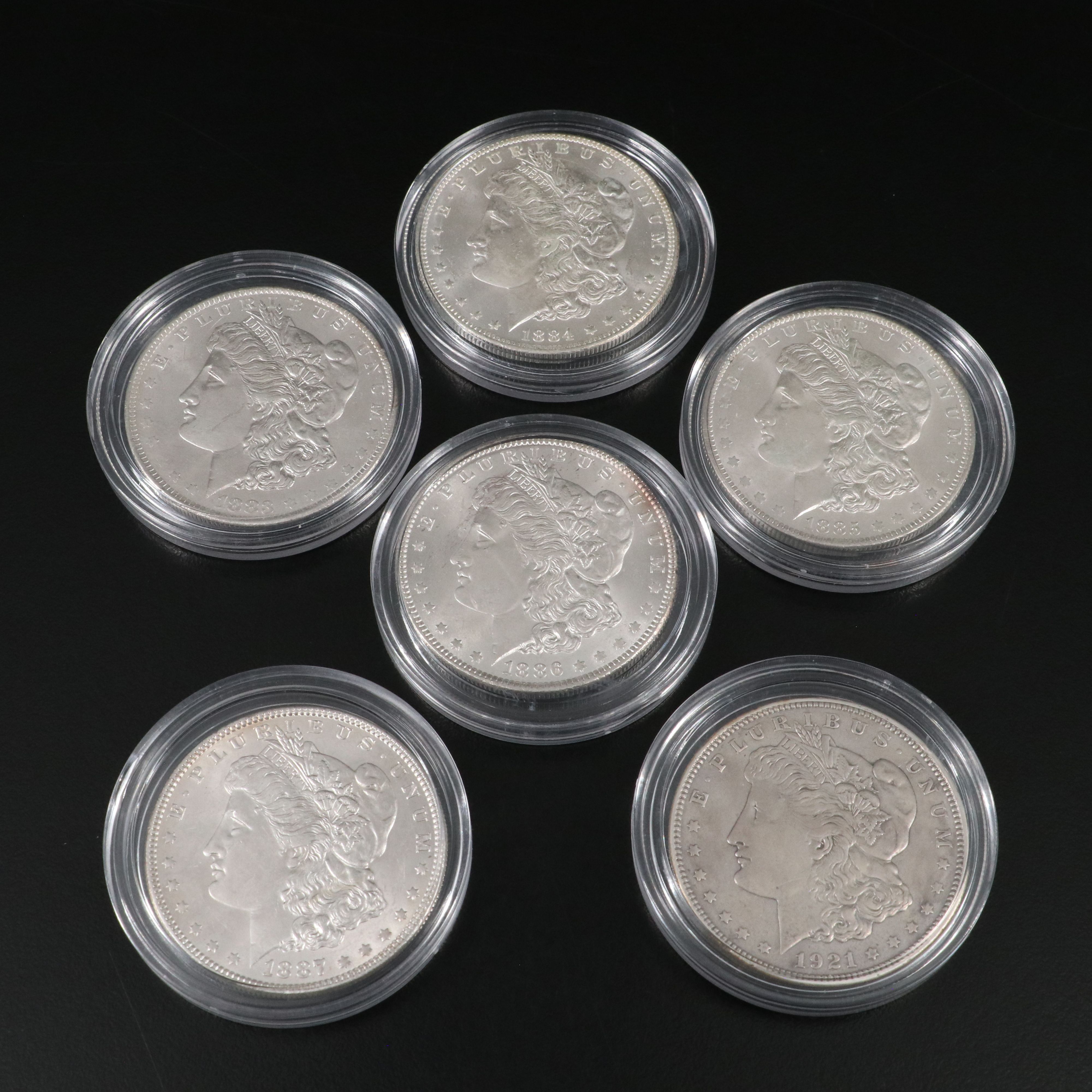 Five Morgan Dollars From the 1880's and a 1921