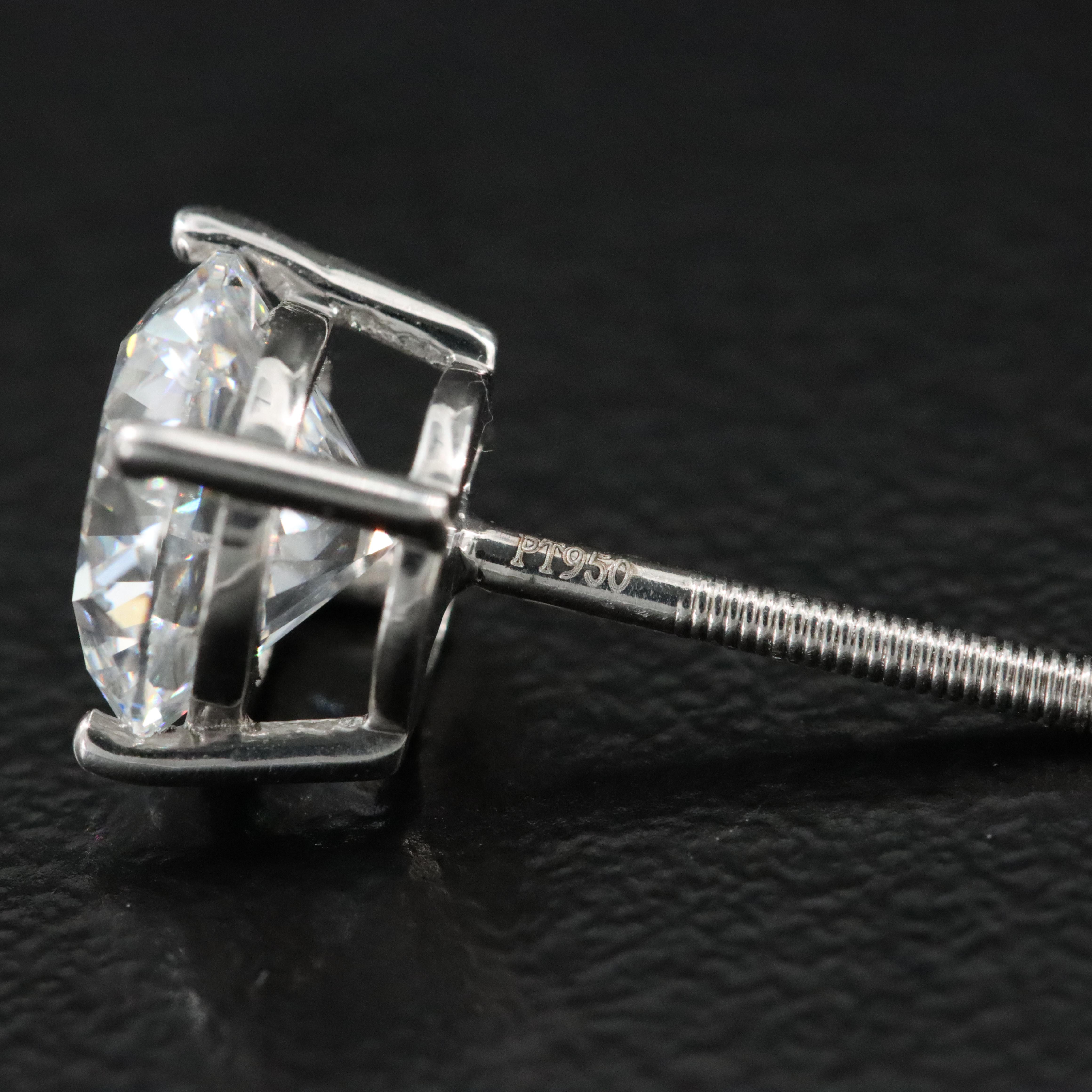 Platinum 3.54 CTW Lab Grown Diamond Stud Earrings with IGI Reports