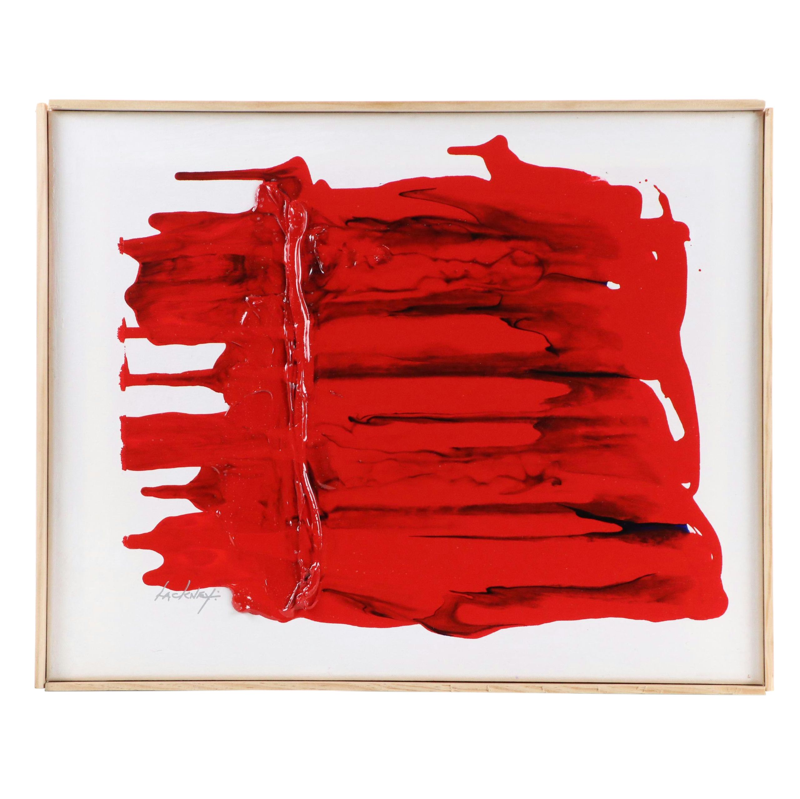 Robert R. Lackney Abstract Acrylic Painting "Red Worm," 21st Century