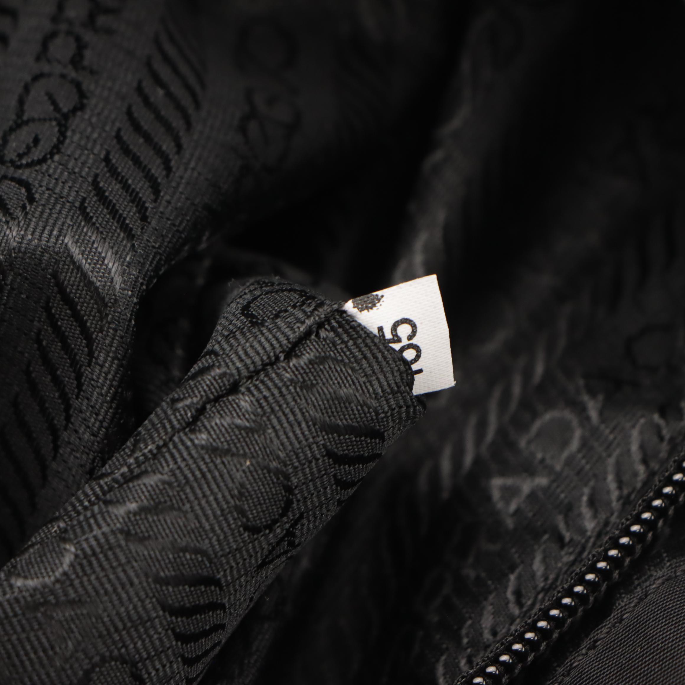 Prada Black Tessuto Nylon and Vitello Spazzolato Leather Shopping Tote