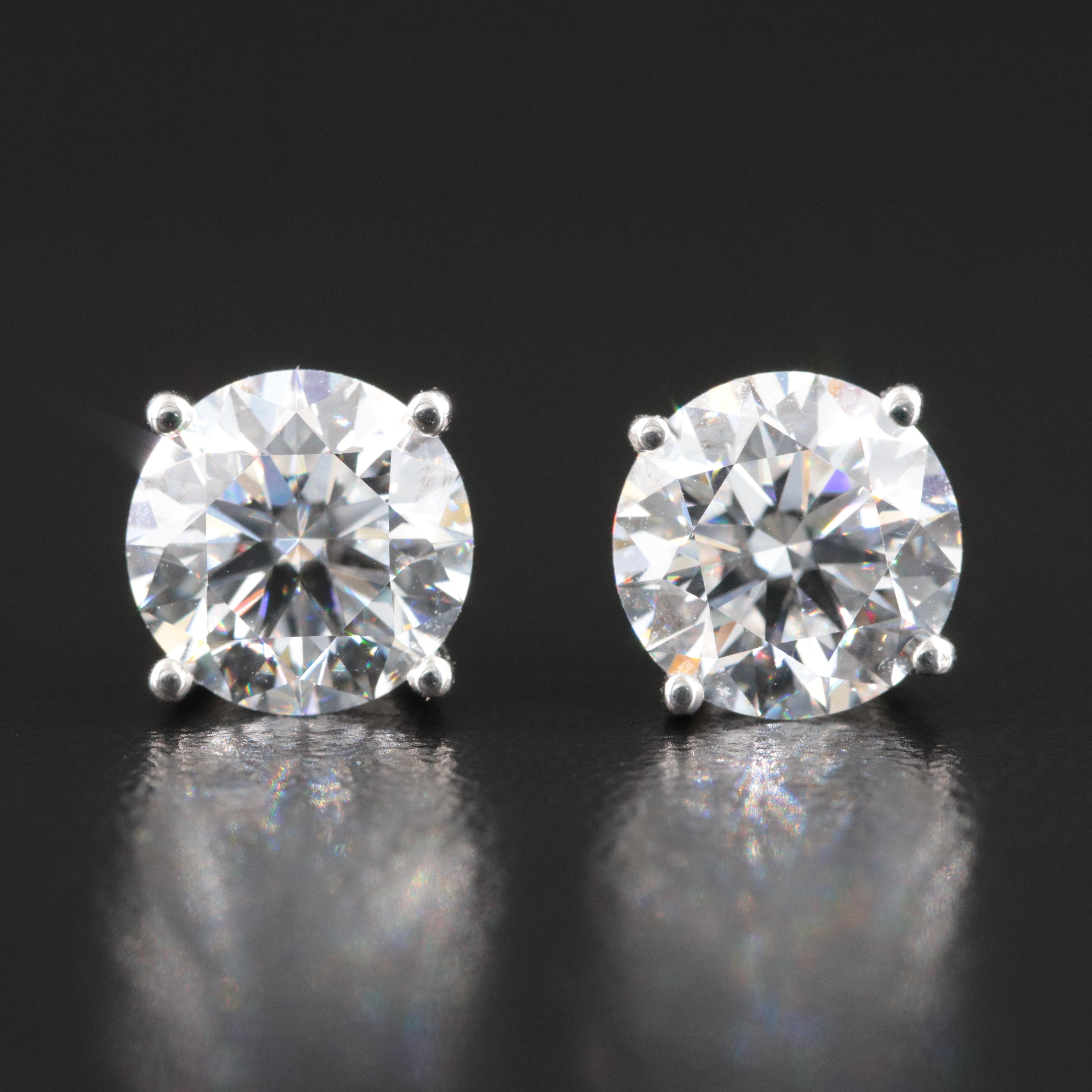 Platinum 3.56 CTW Lab Grown Diamond Stud Earrings with IGI Reports
