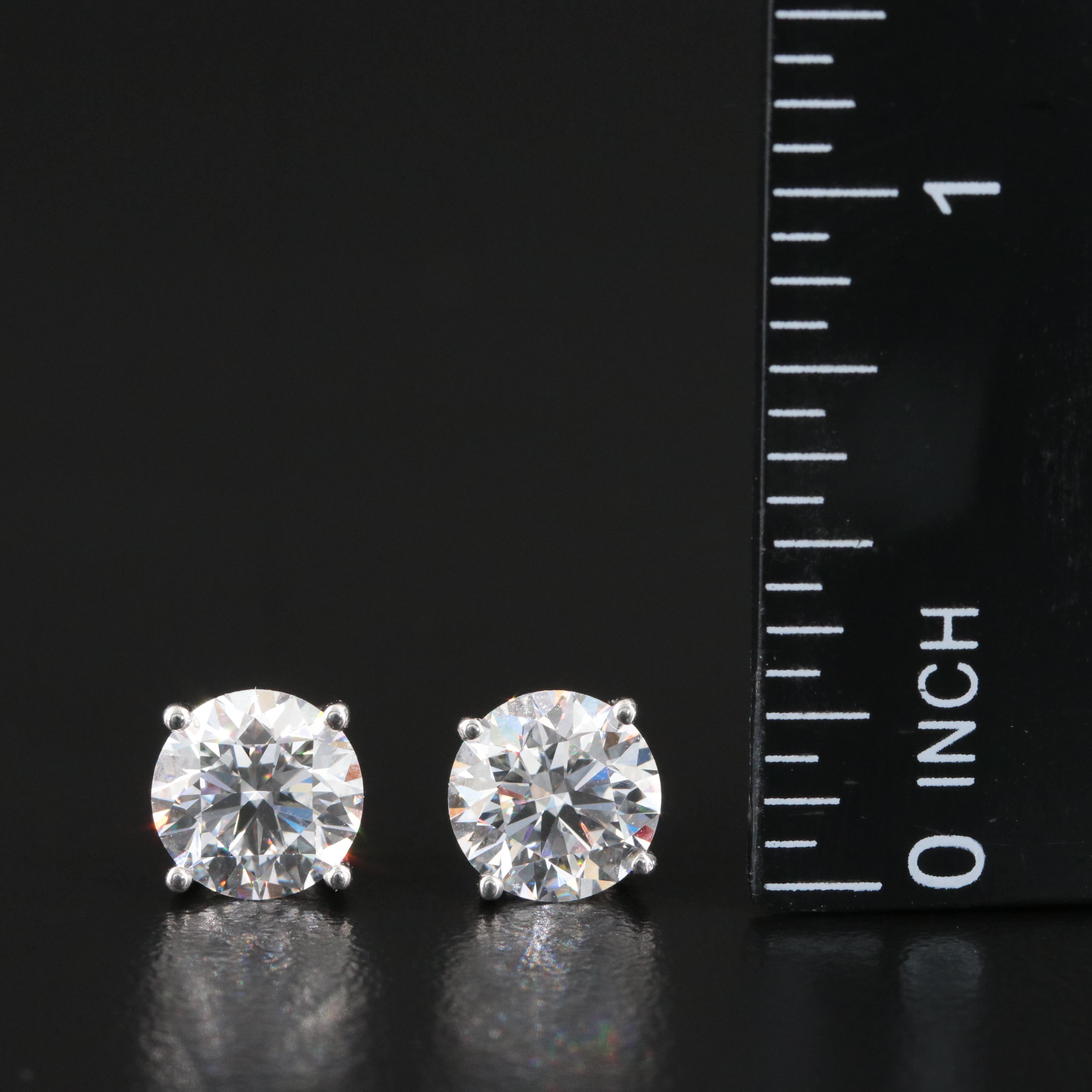 Platinum 3.56 CTW Lab Grown Diamond Stud Earrings with IGI Reports