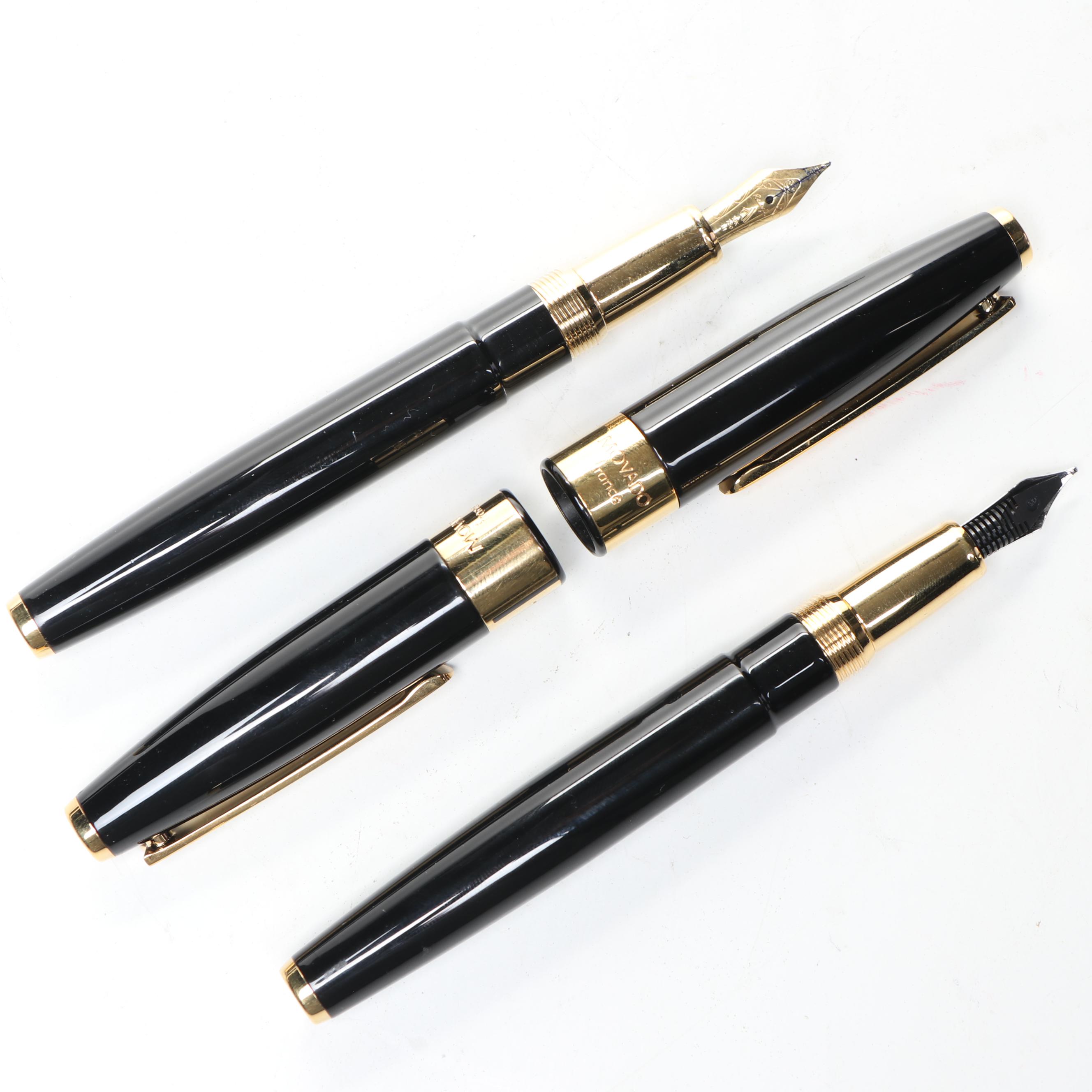 Movado Black Resin and 18K Gold Fountain Pens