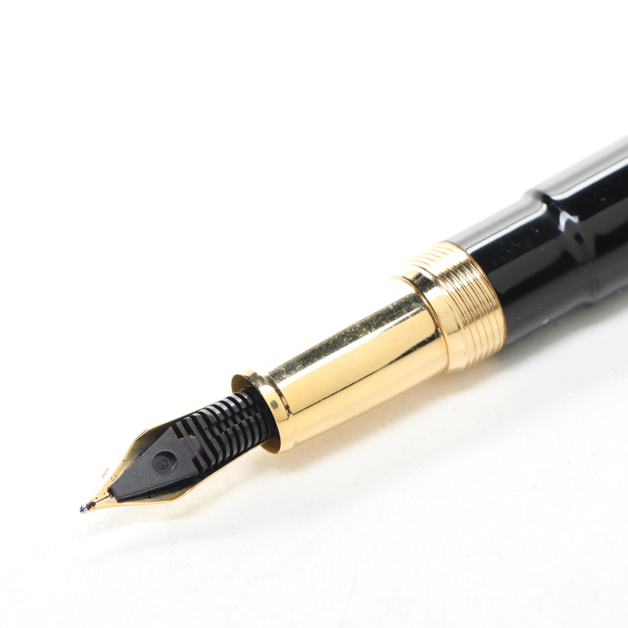 Movado Black Resin and 18K Gold Fountain Pens