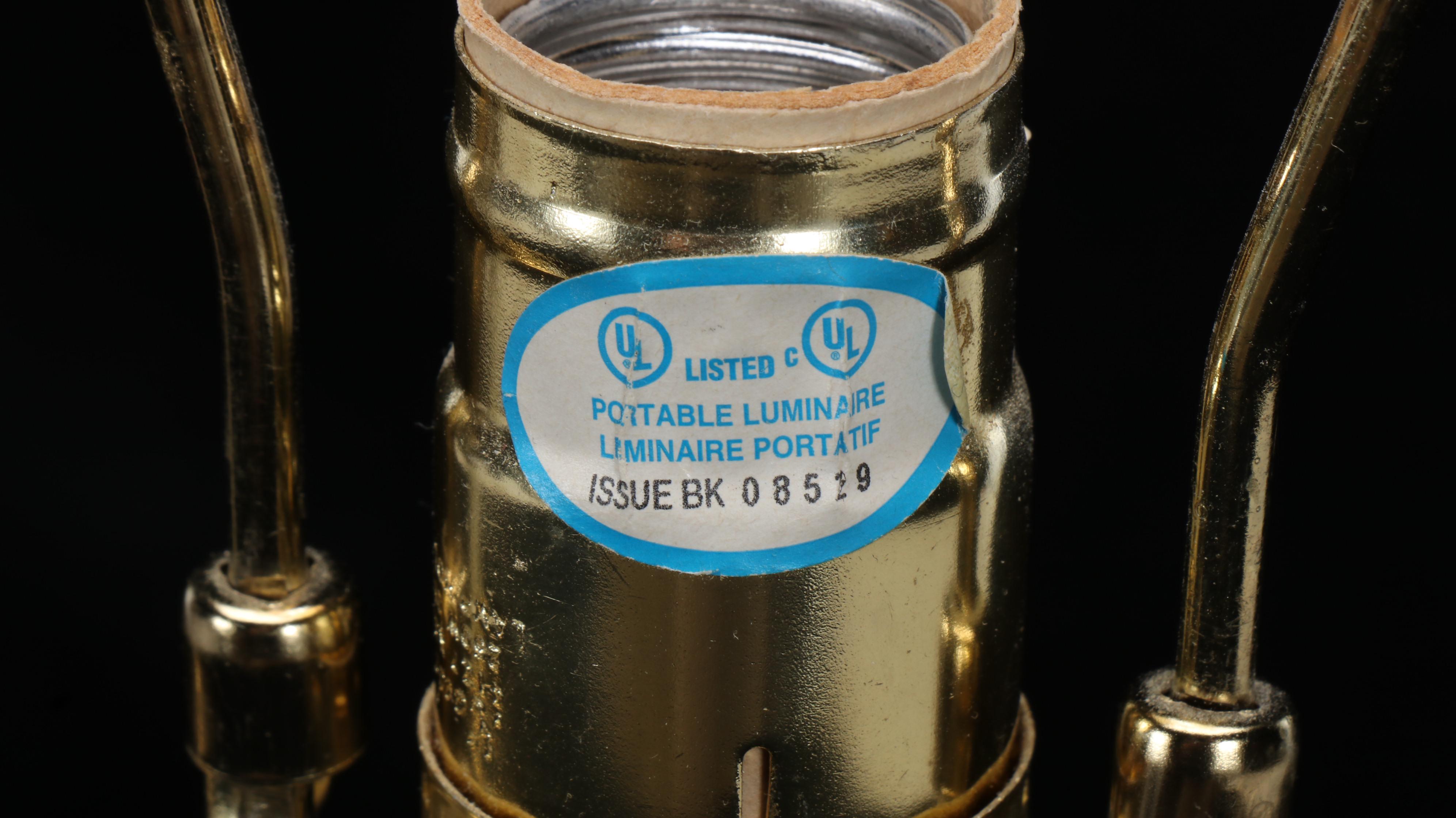 Spode "Italian" Ceramic and Brass Table Lamps with Fabric Shades