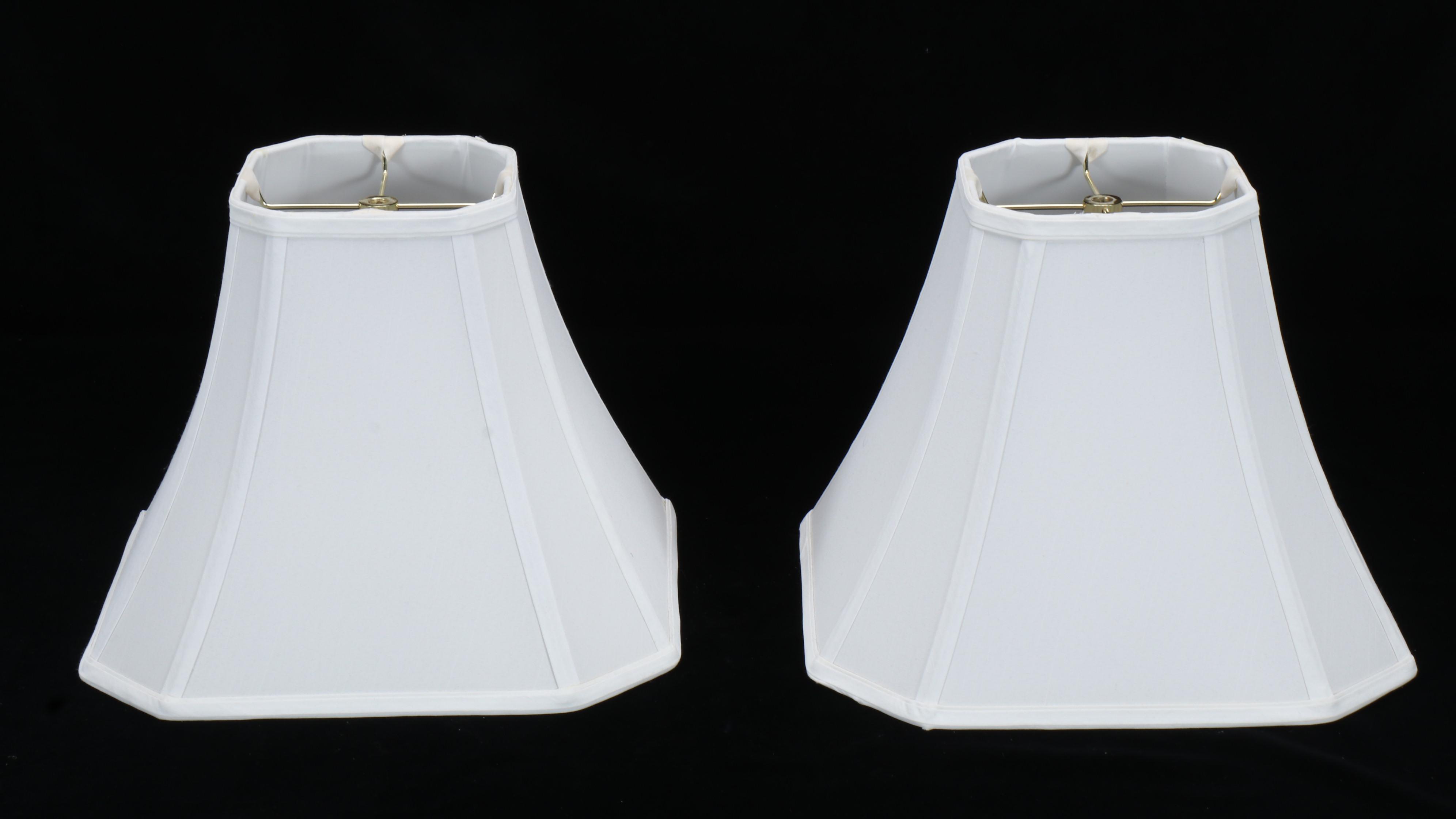 Spode "Italian" Ceramic and Brass Table Lamps with Fabric Shades