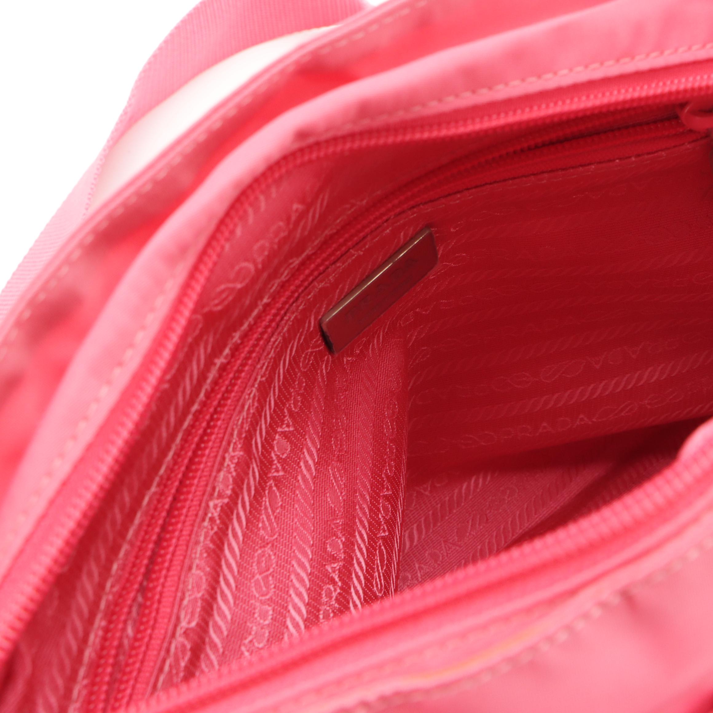 Prada Peony Tessuto Nylon Vela Sport Messenger Bag with Saffiano Leather Trim