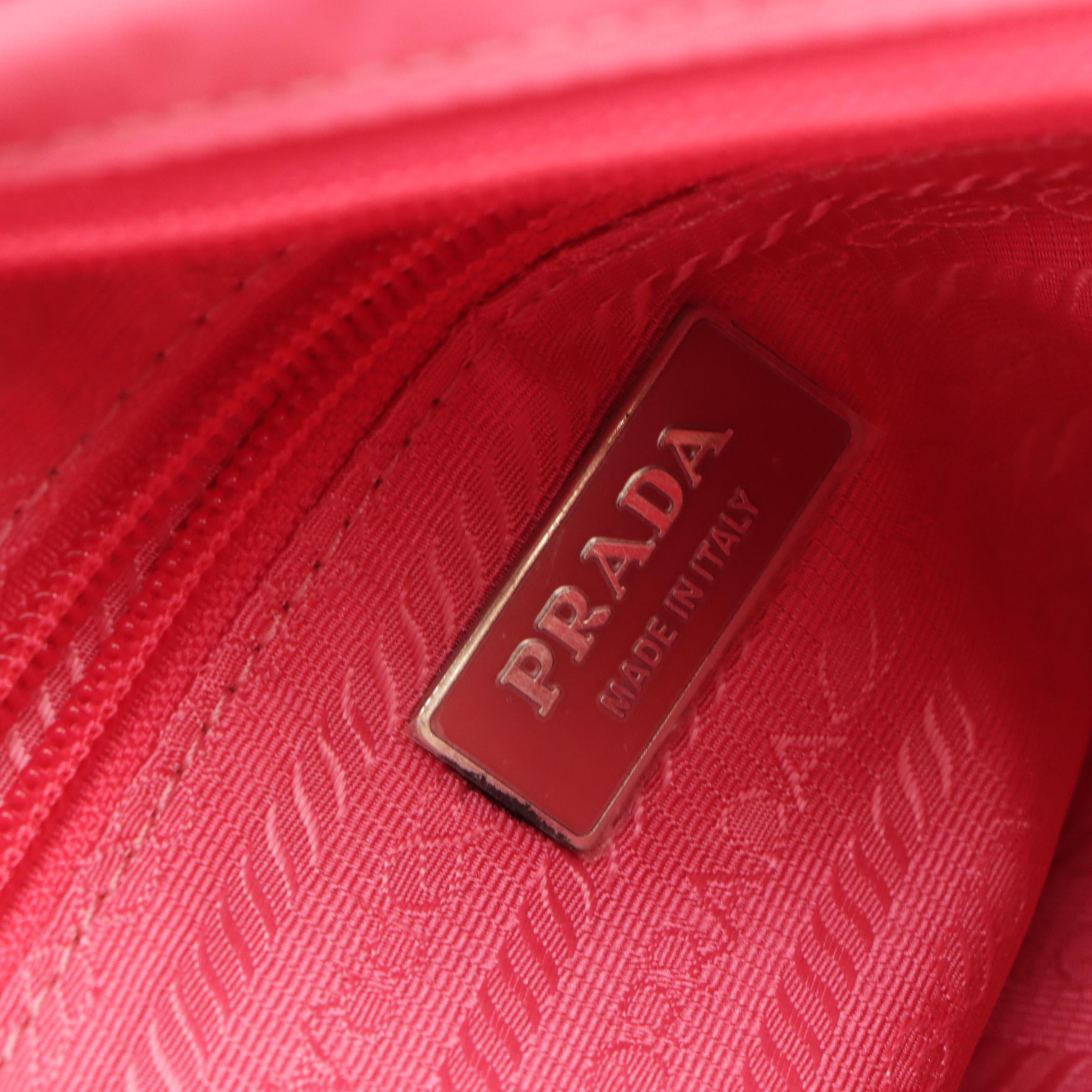 Prada Peony Tessuto Nylon Vela Sport Messenger Bag with Saffiano Leather Trim