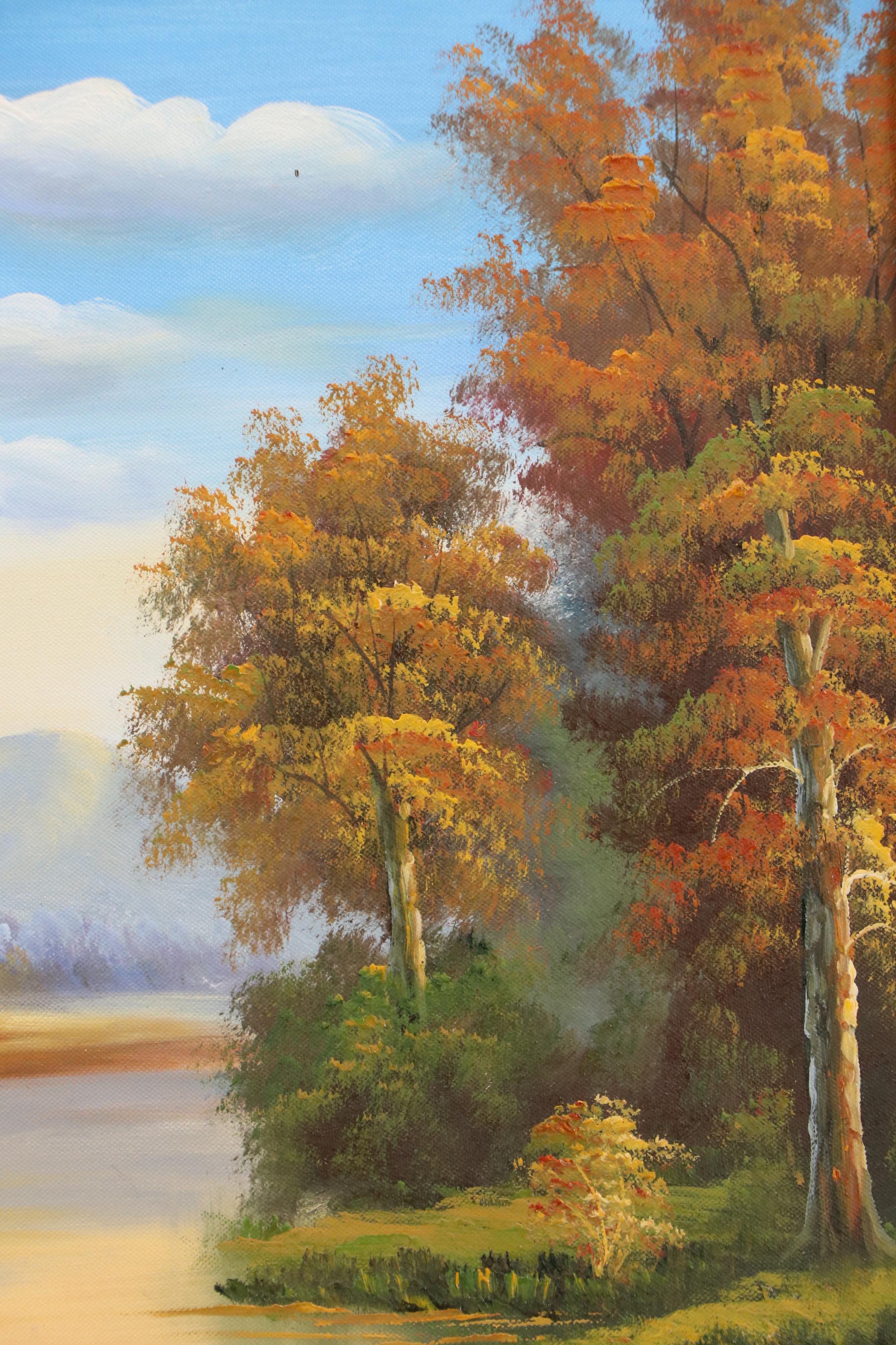 Landscape Oil Painting of Autumn River Scene