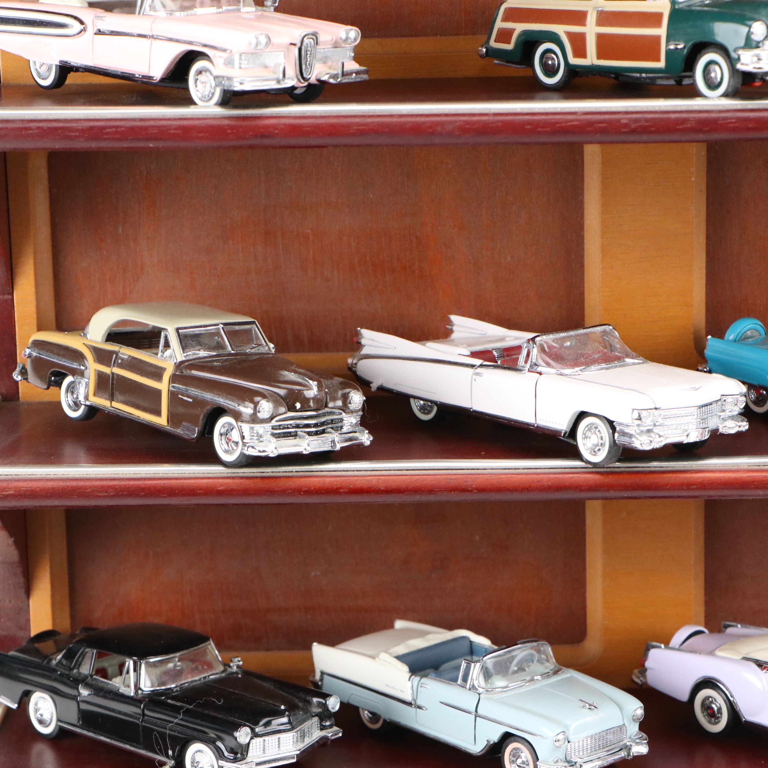 "The Classic Cars of the Fifties" Diecast Vehicles and Wall Display Shelf, 1980s
