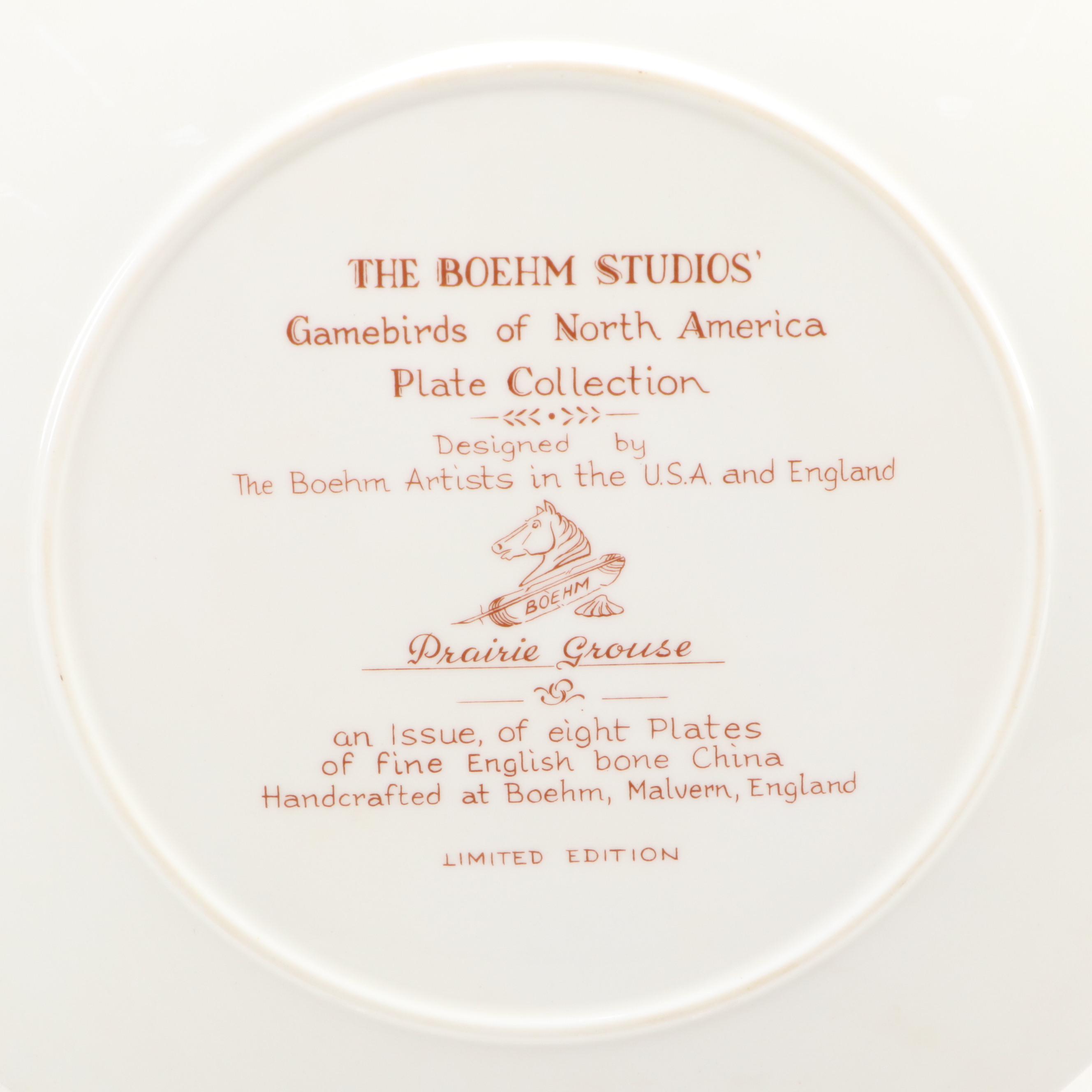 Boehm Limited Edition Gamebirds of North America Bone China Collector Plates
