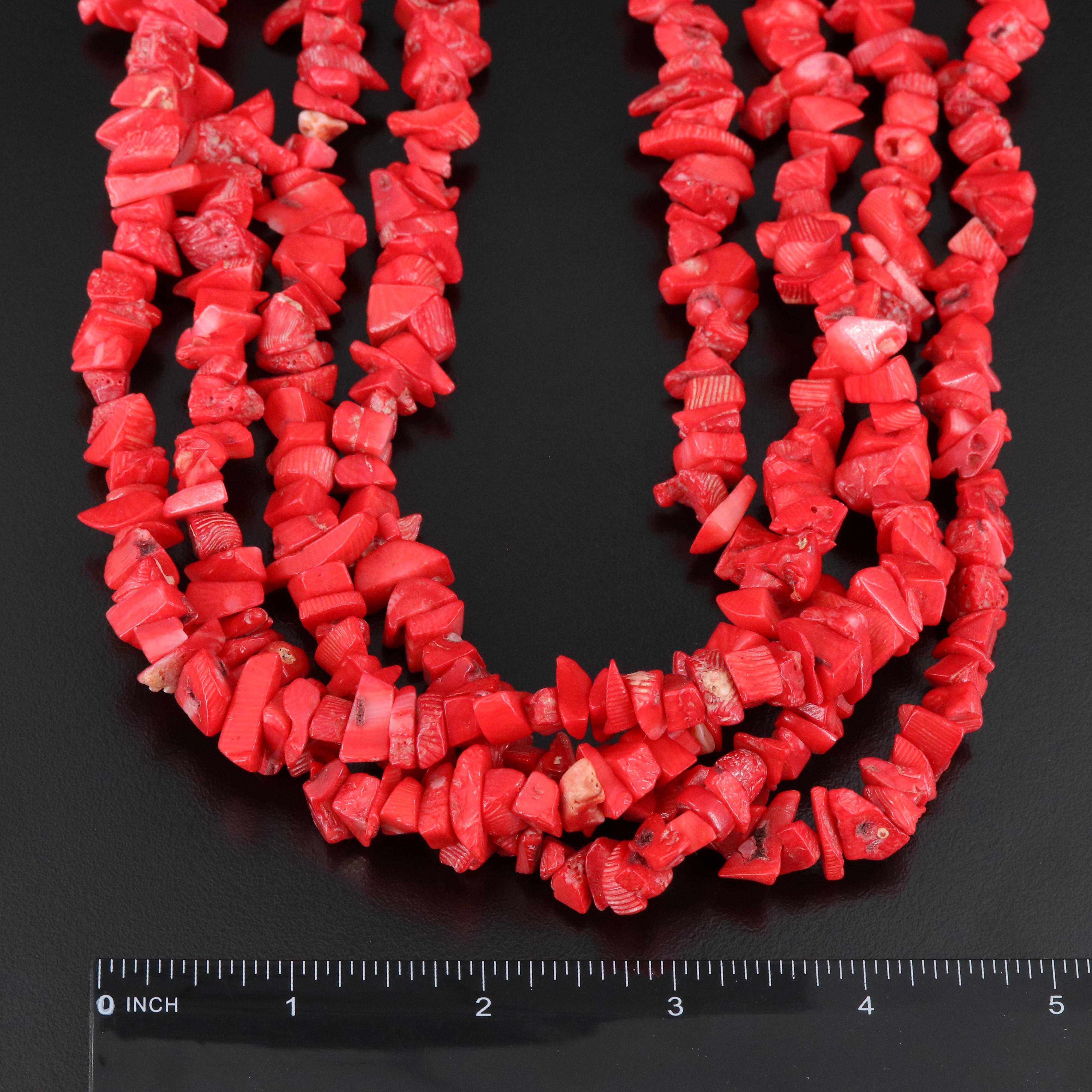 Coral and Glass Torsade Necklace