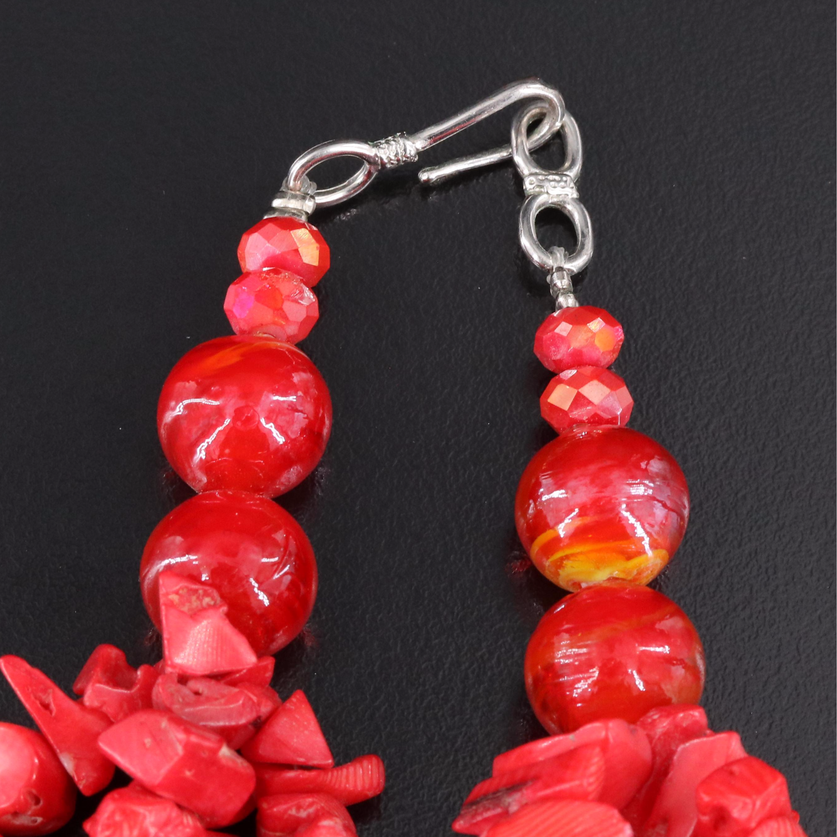 Coral and Glass Torsade Necklace