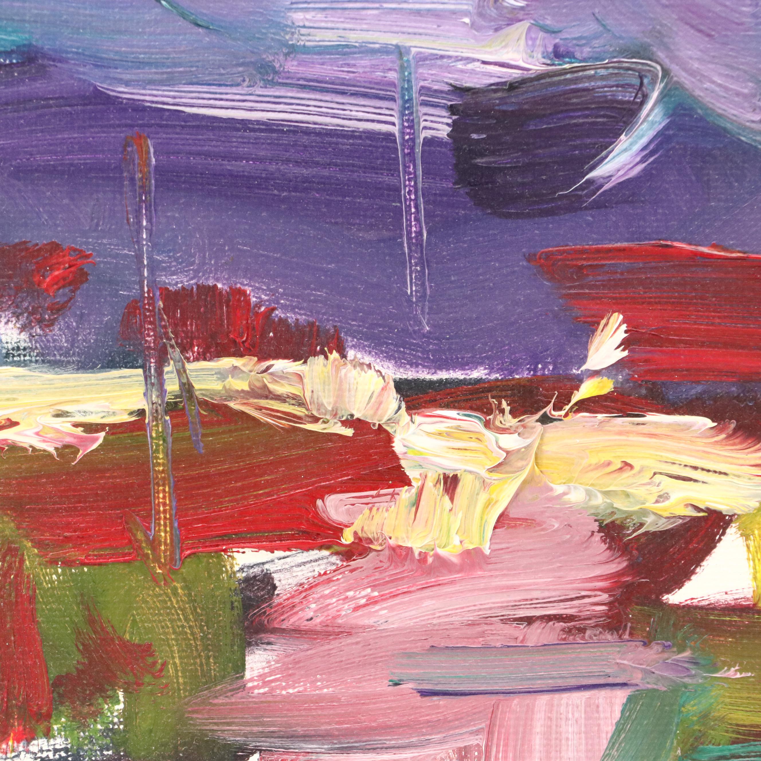 Abstract Landscape Oil Painting "Pastel Sunset"