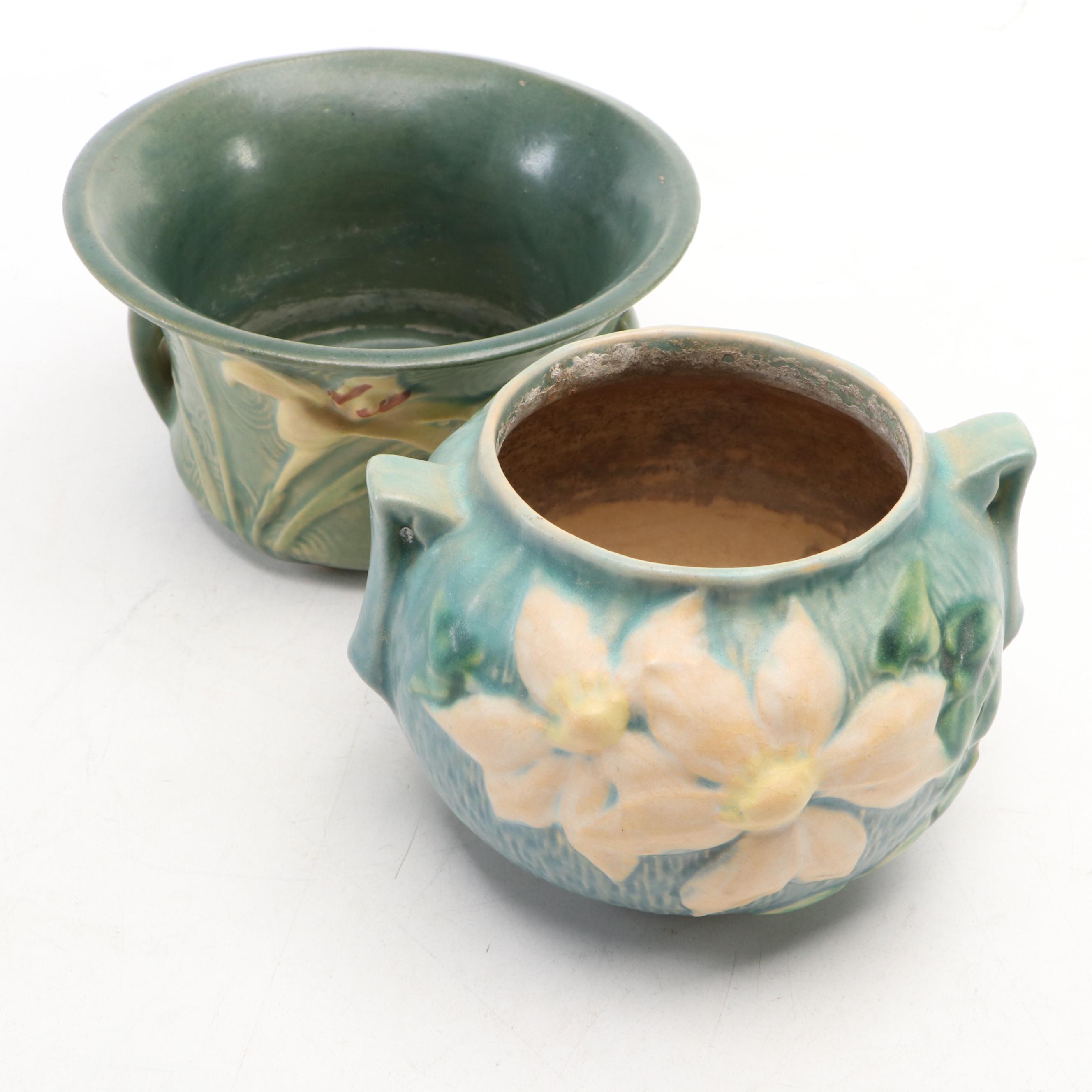 Roseville Pottery "Clematis" and "Zepher Lily" Planters, Mid-20th Century