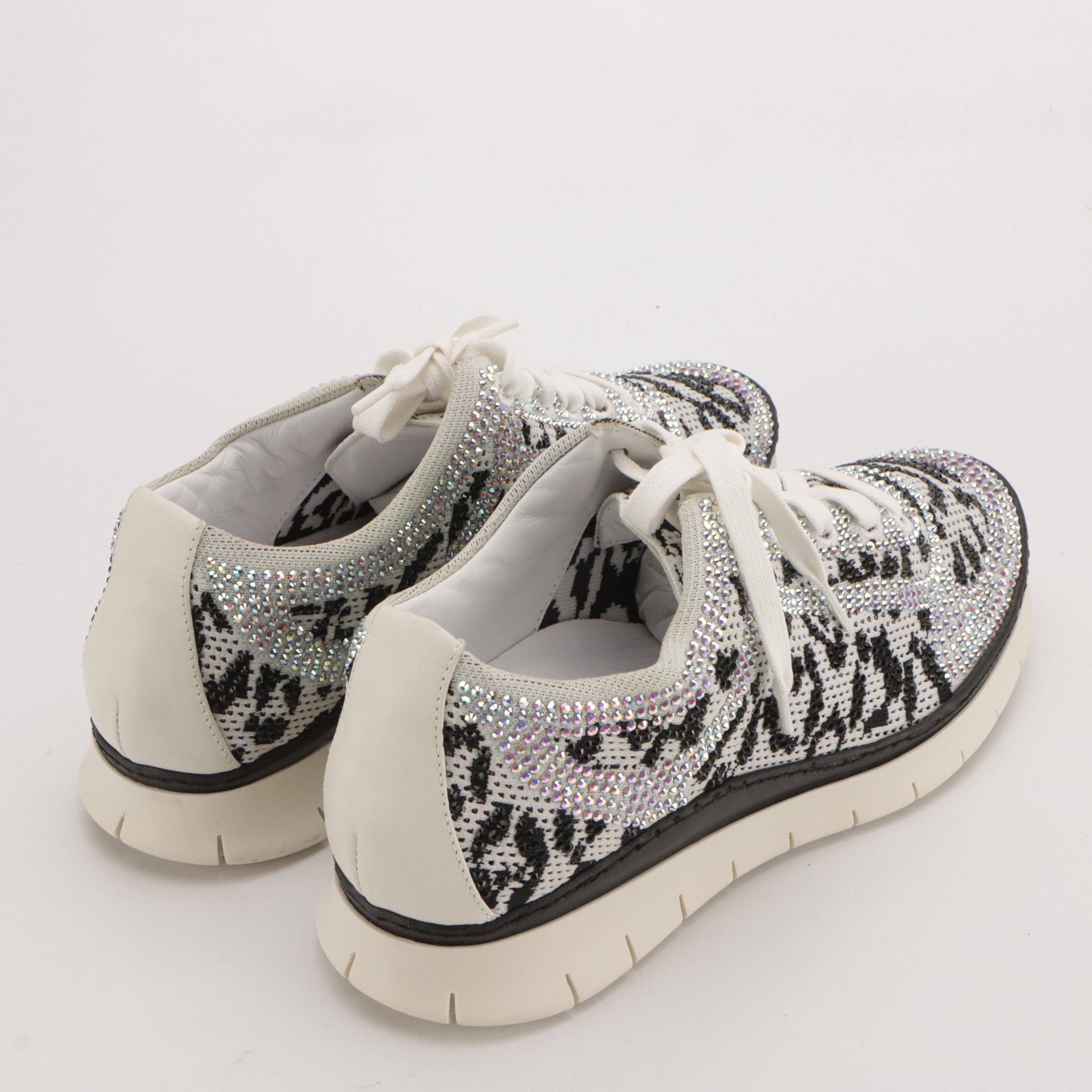 Le Silla Leopard Rhinestone Embellished Sneakers