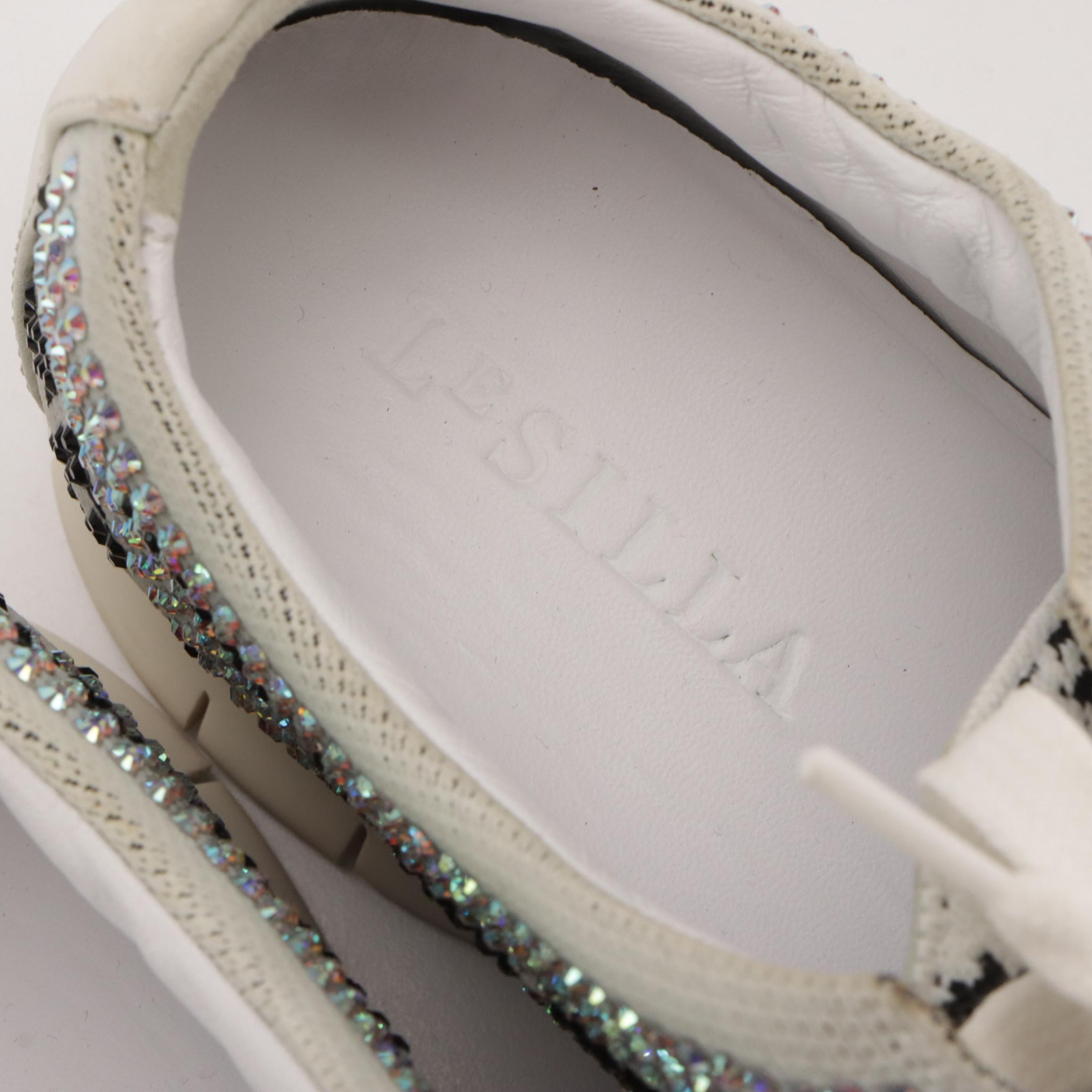 Le Silla Leopard Rhinestone Embellished Sneakers