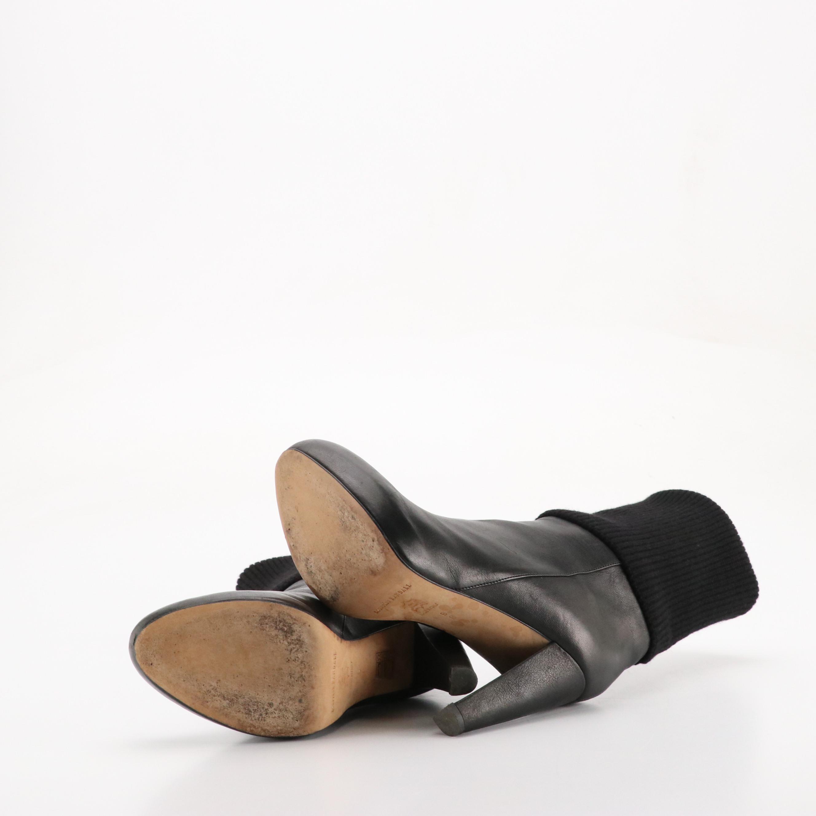 Loeffler Randall Wendy Platform Boots in Leather with Knit Tops