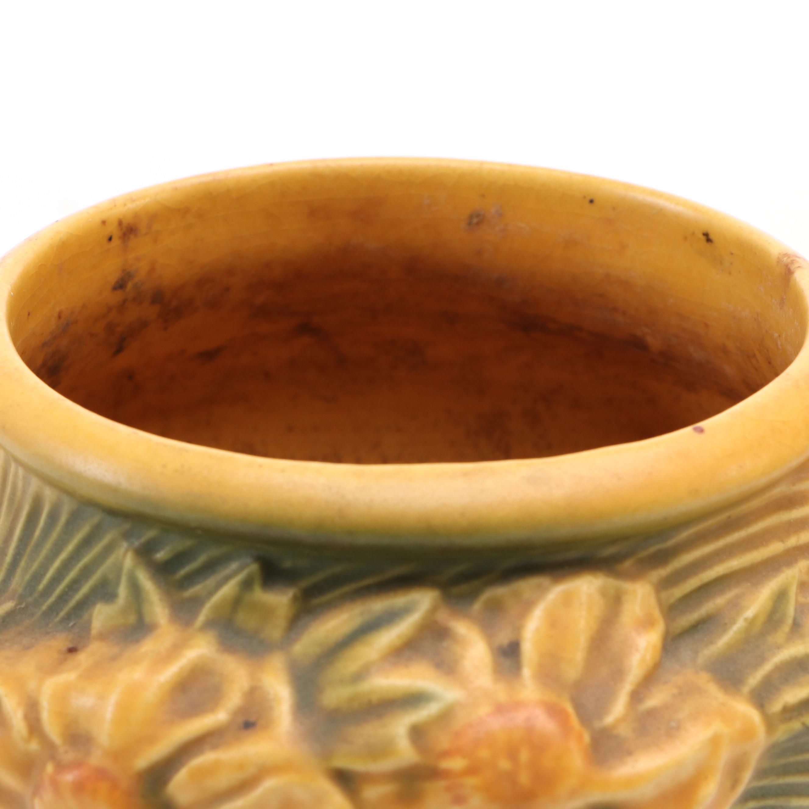 Roseville "Clematis Autumn" and "Peony Sienna" Brown Art Pottery, Mid-20th C.