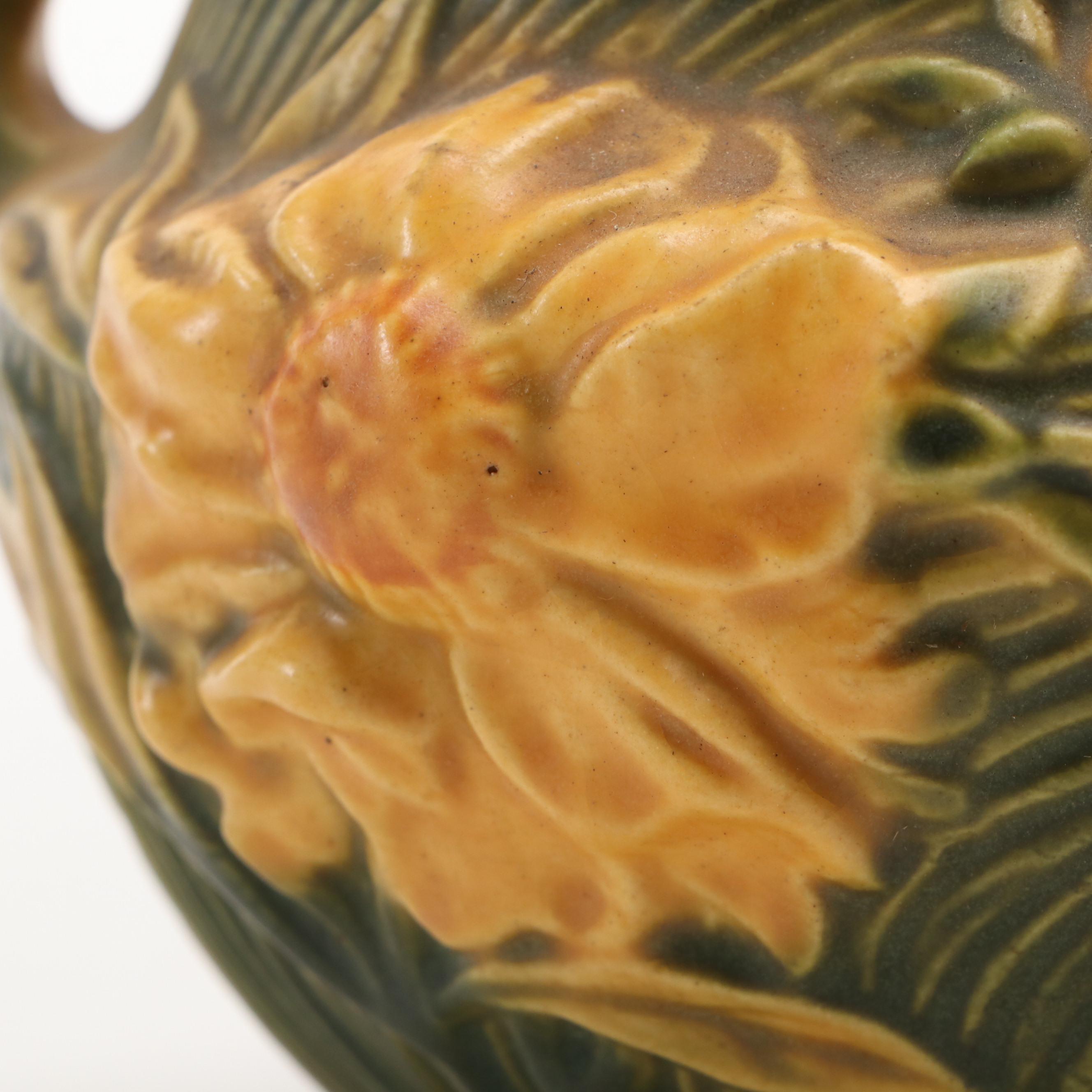 Roseville "Clematis Autumn" and "Peony Sienna" Brown Art Pottery, Mid-20th C.