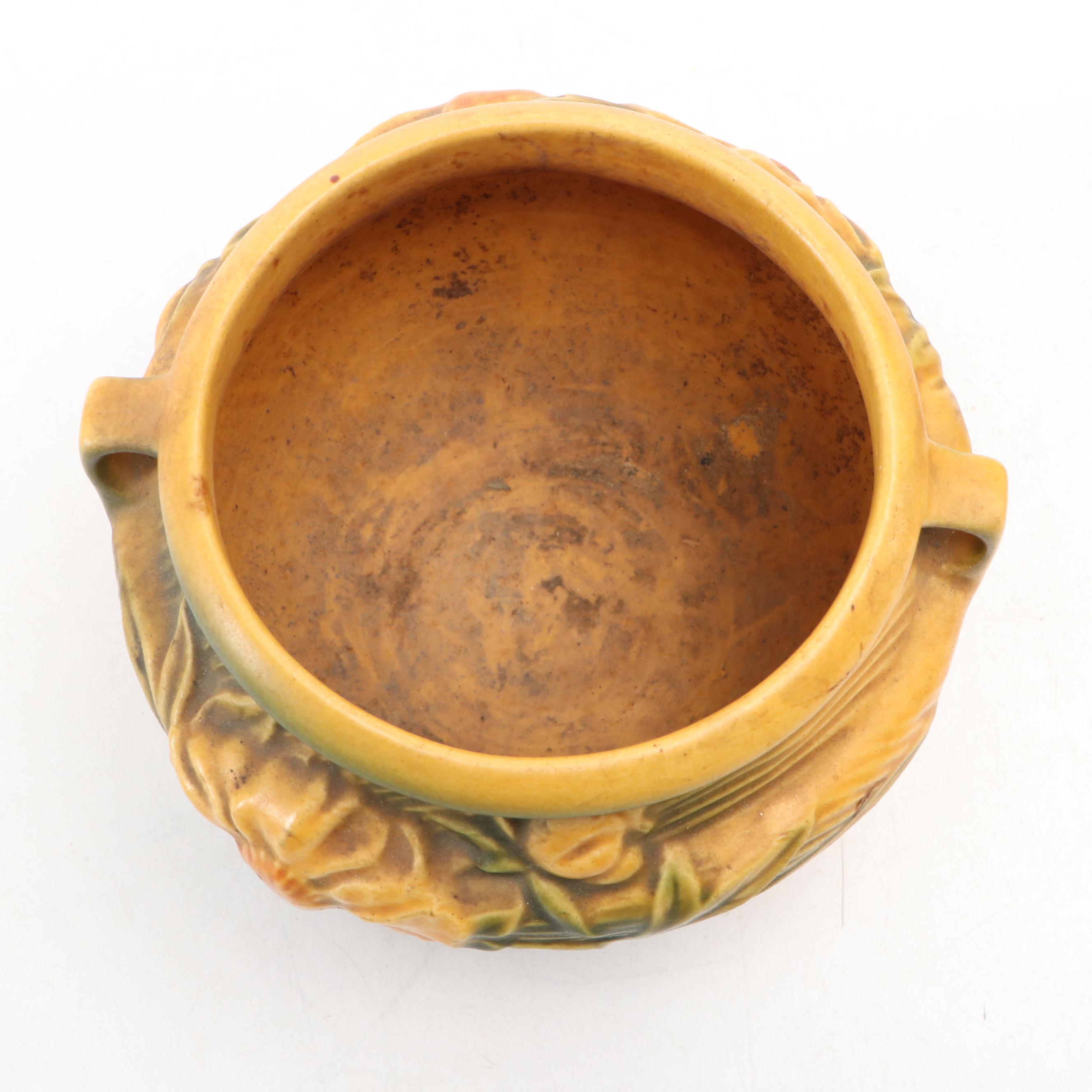 Roseville "Clematis Autumn" and "Peony Sienna" Brown Art Pottery, Mid-20th C.