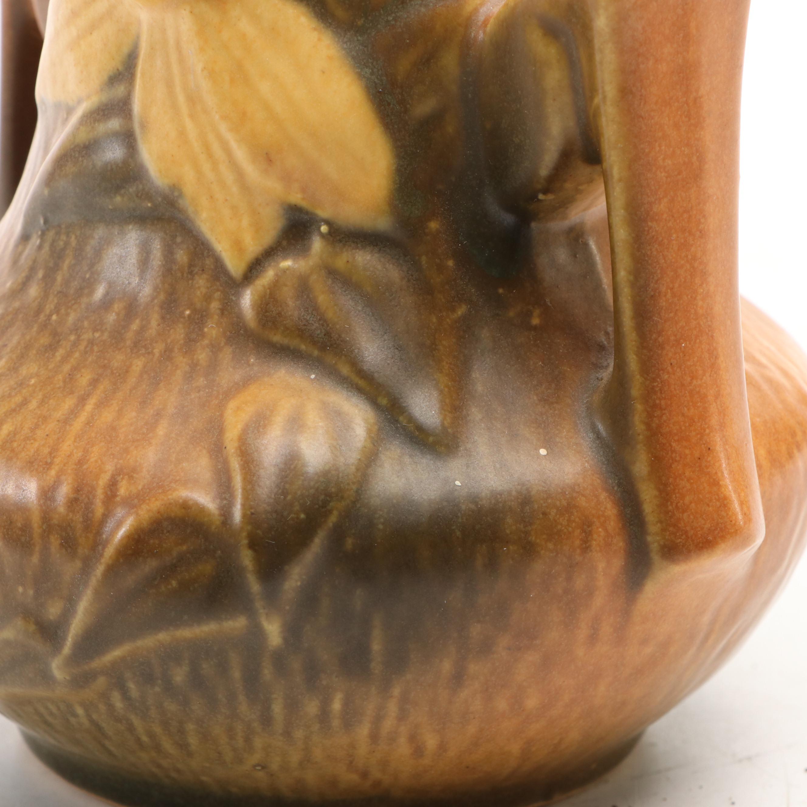 Roseville "Clematis Autumn" and "Peony Sienna" Brown Art Pottery, Mid-20th C.