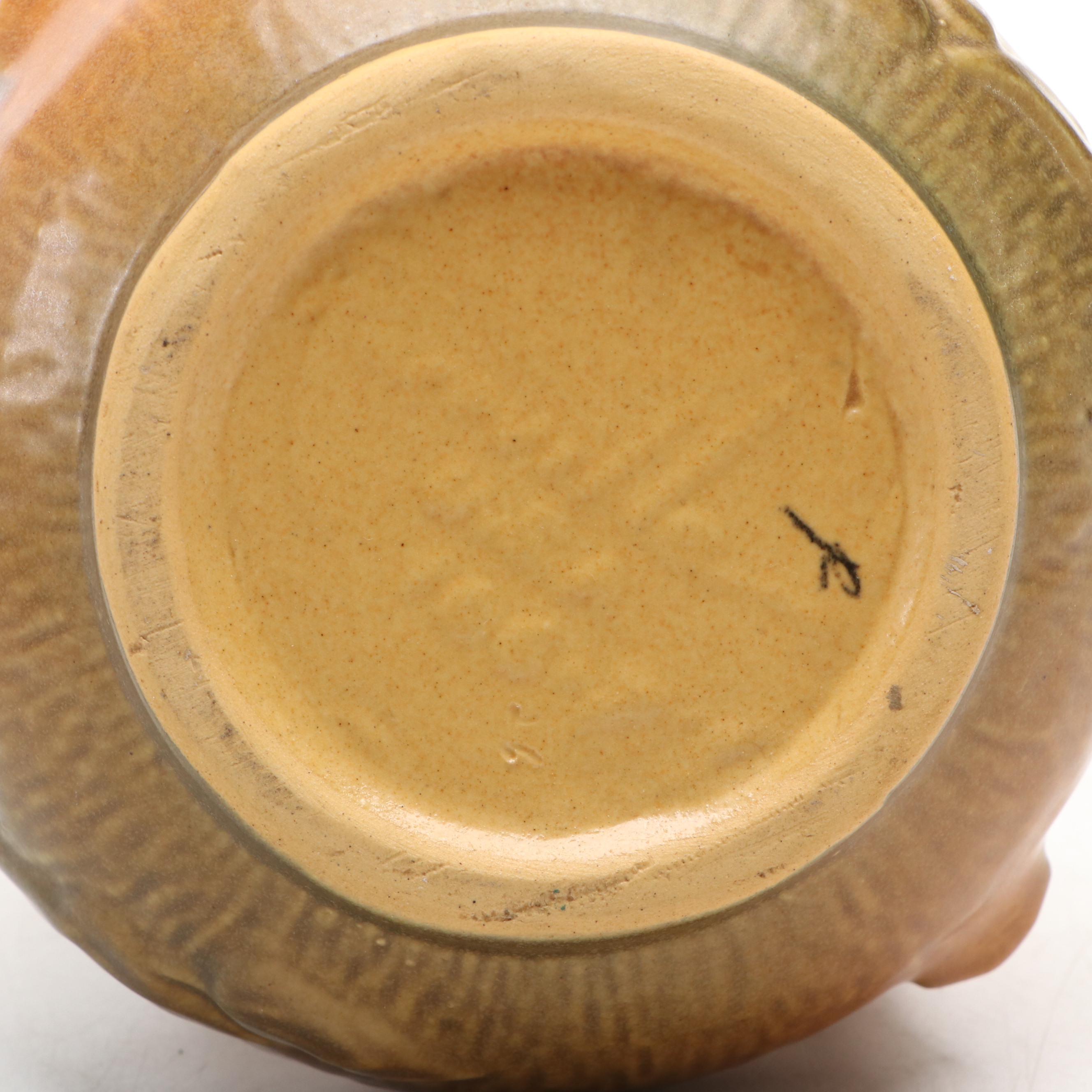 Roseville "Clematis Autumn" and "Peony Sienna" Brown Art Pottery, Mid-20th C.