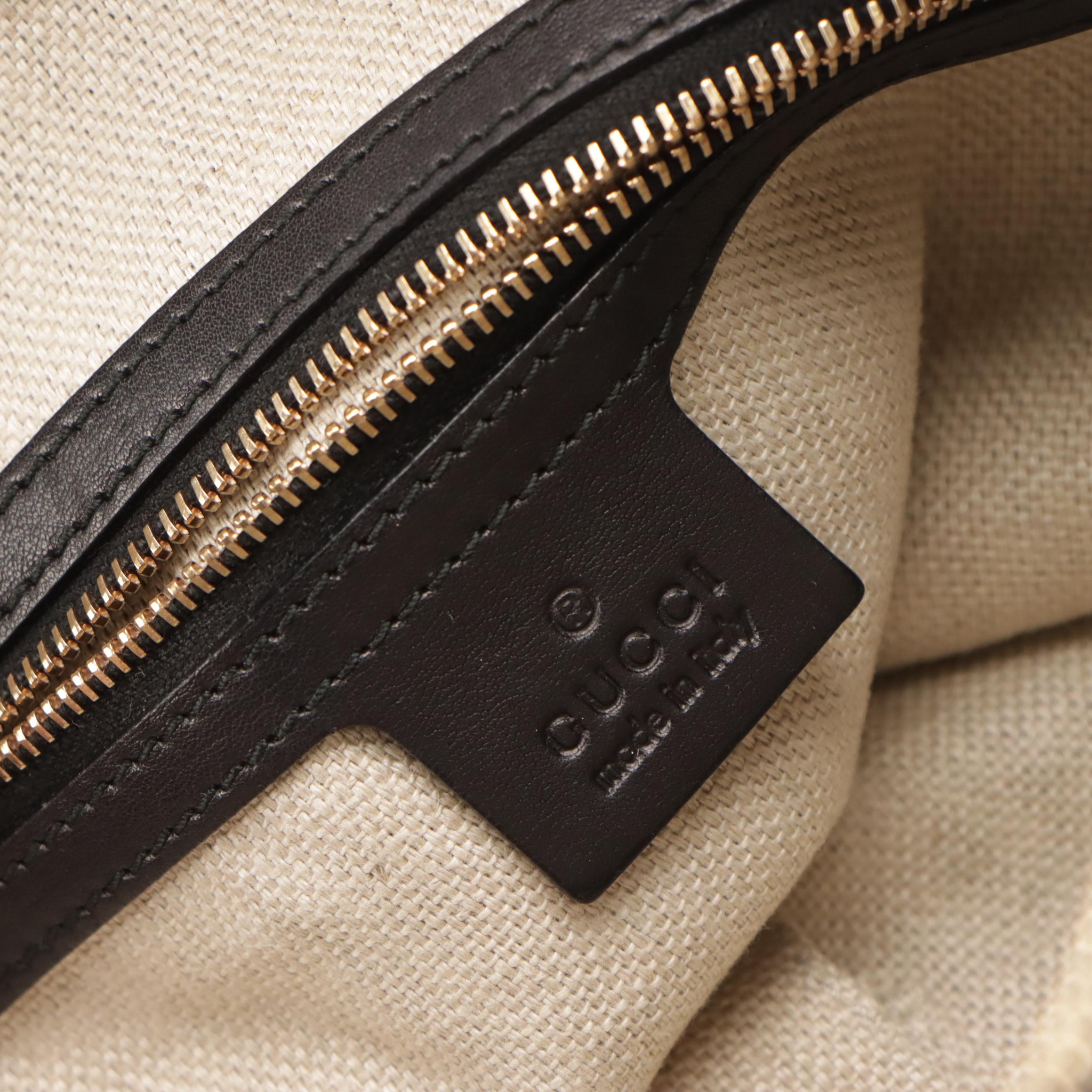 Gucci Black Leather Handmade Shoulder Bag with Braided Straps and Bamboo Tassel