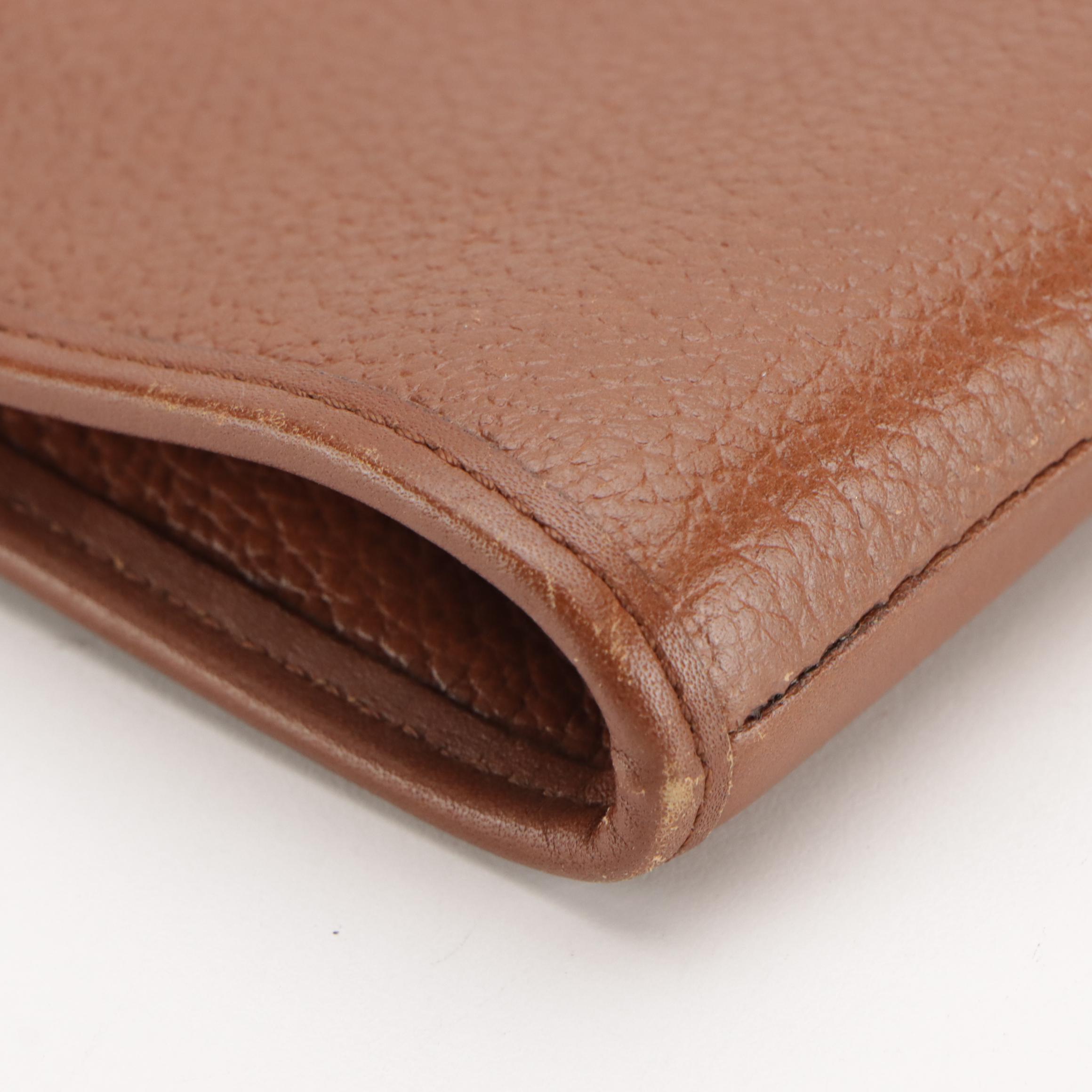 Burberrys Leather Clutch Purse with Haymarket Check Lining