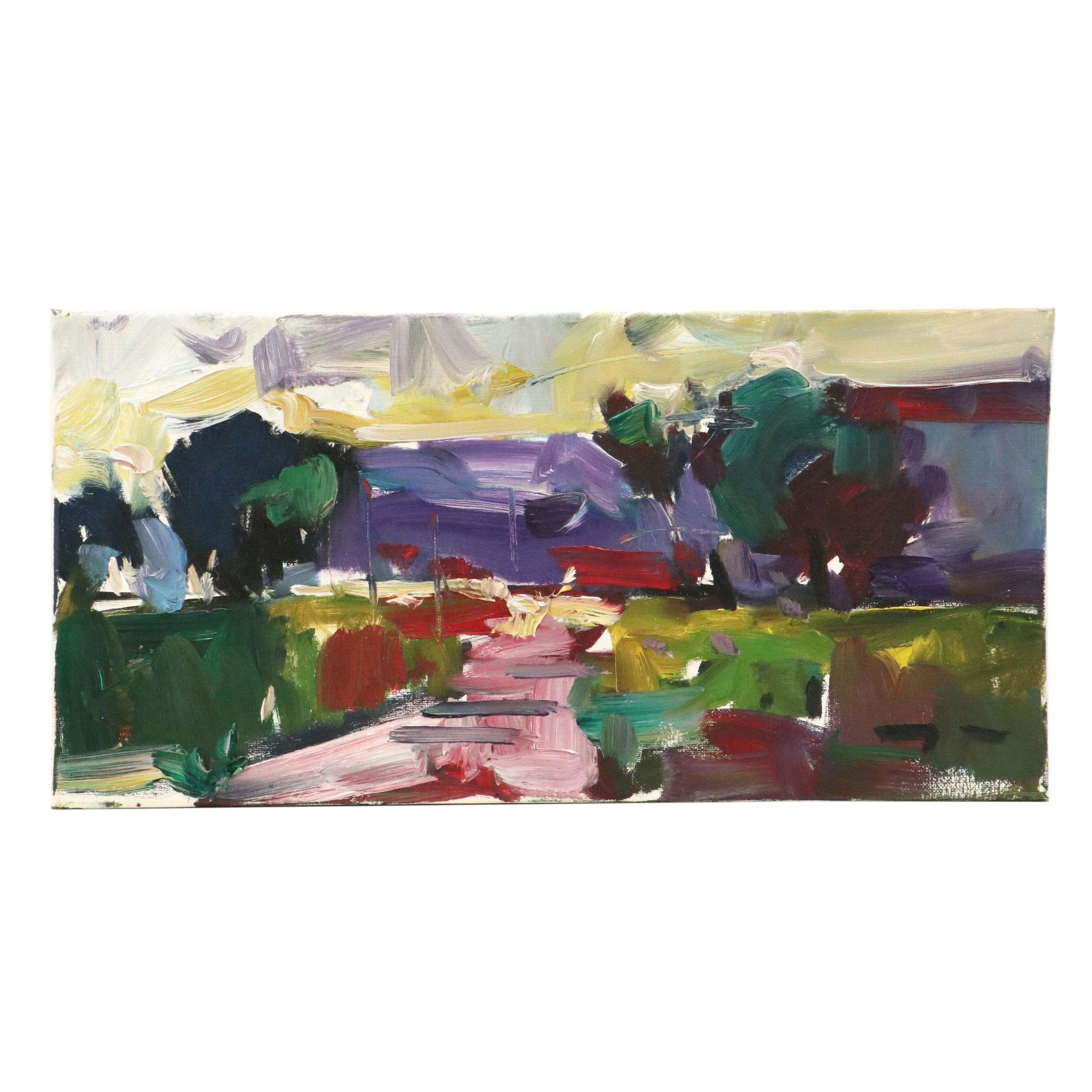 Abstract Landscape Oil Painting "Pastel Sunset"