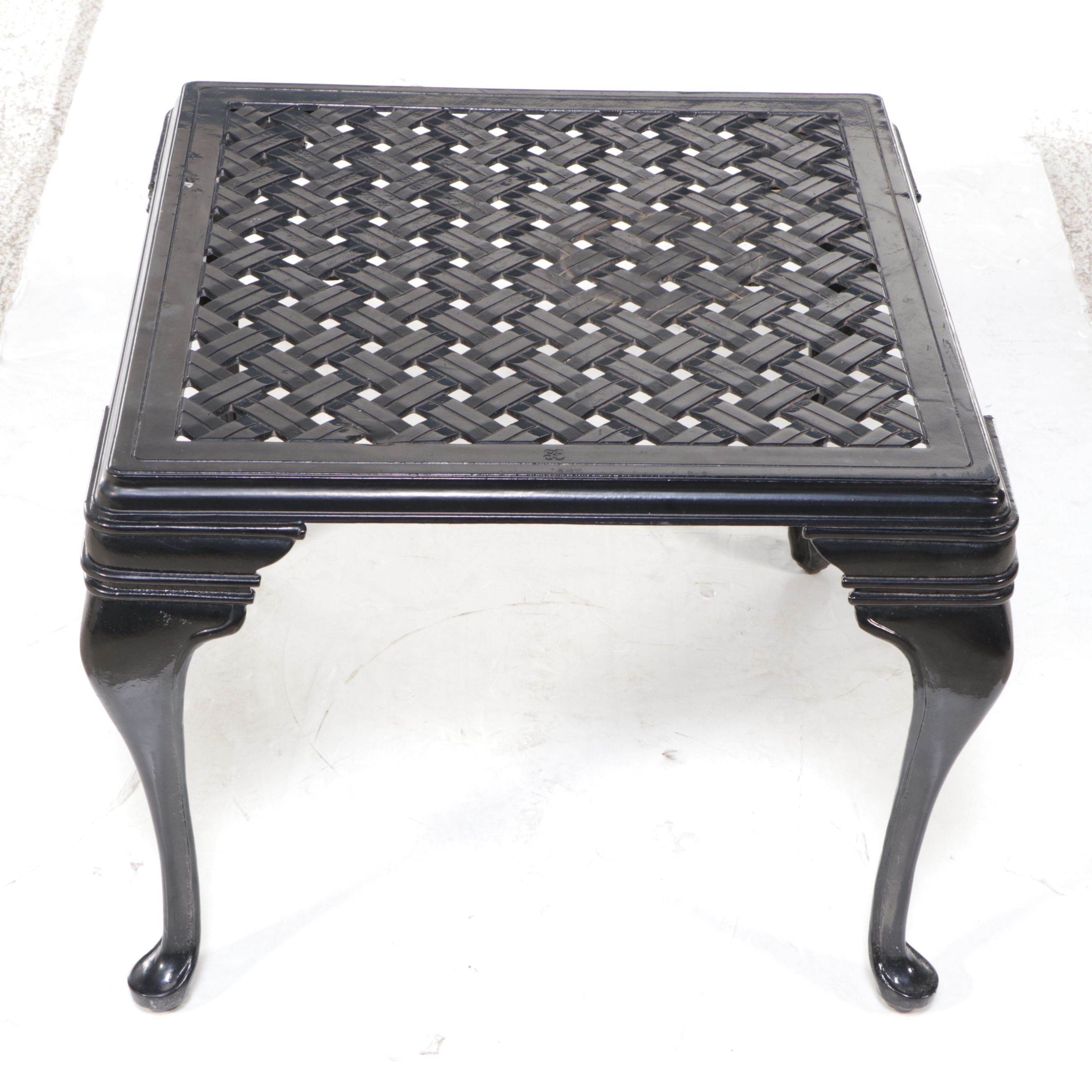 Metal Patio Cocktail Table with Basket Weave Design