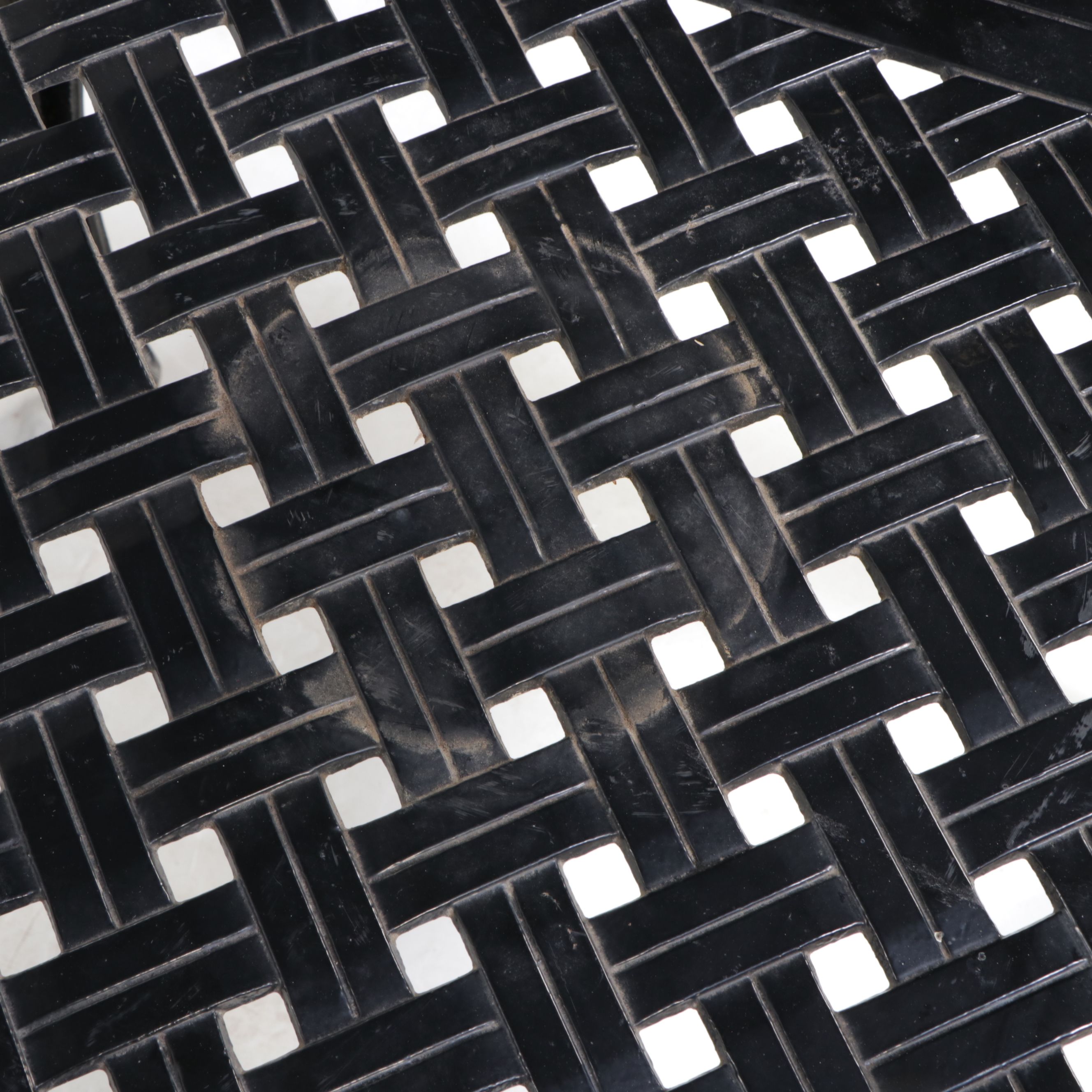 Metal Patio Cocktail Table with Basket Weave Design