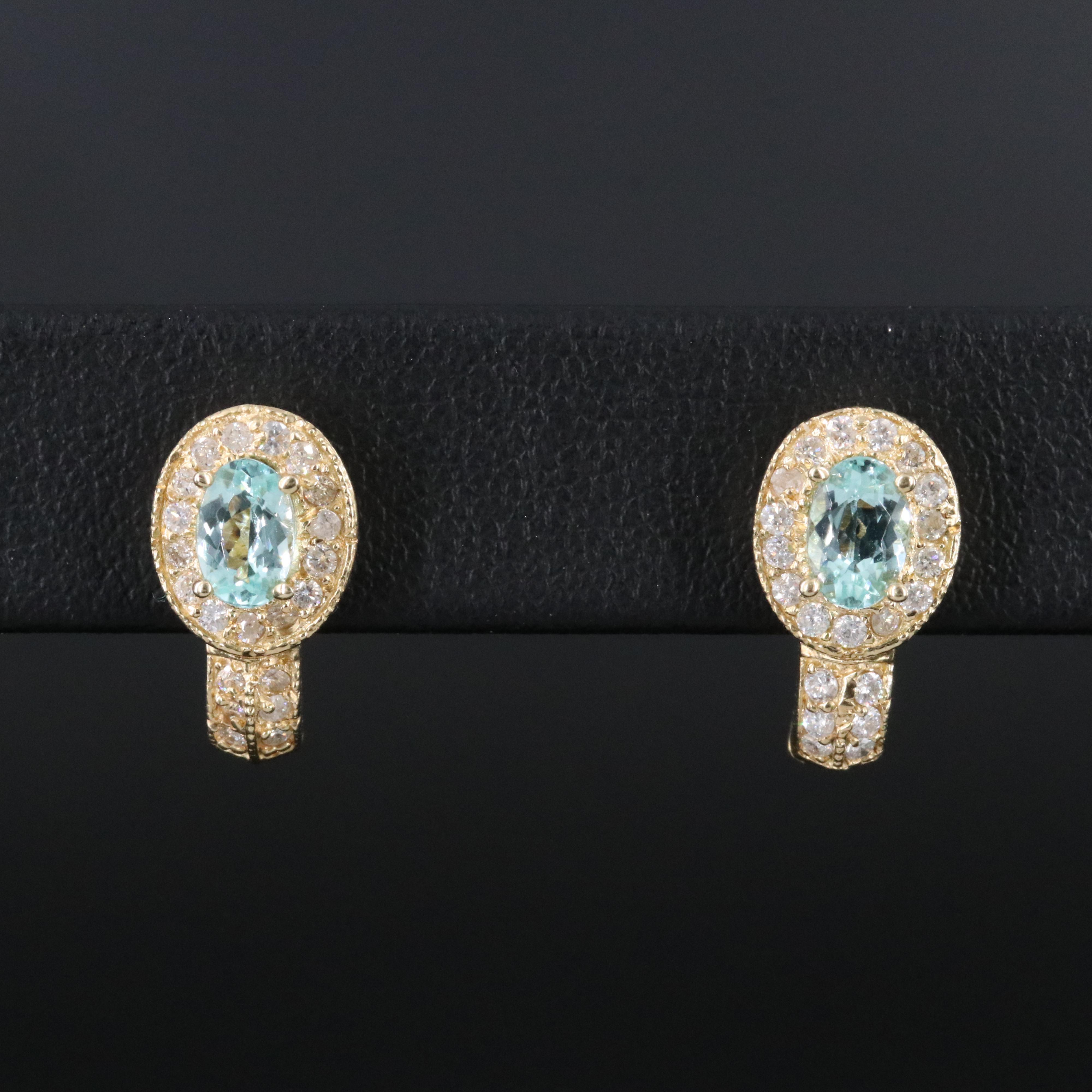 14K Apatite and Diamond Earrings
