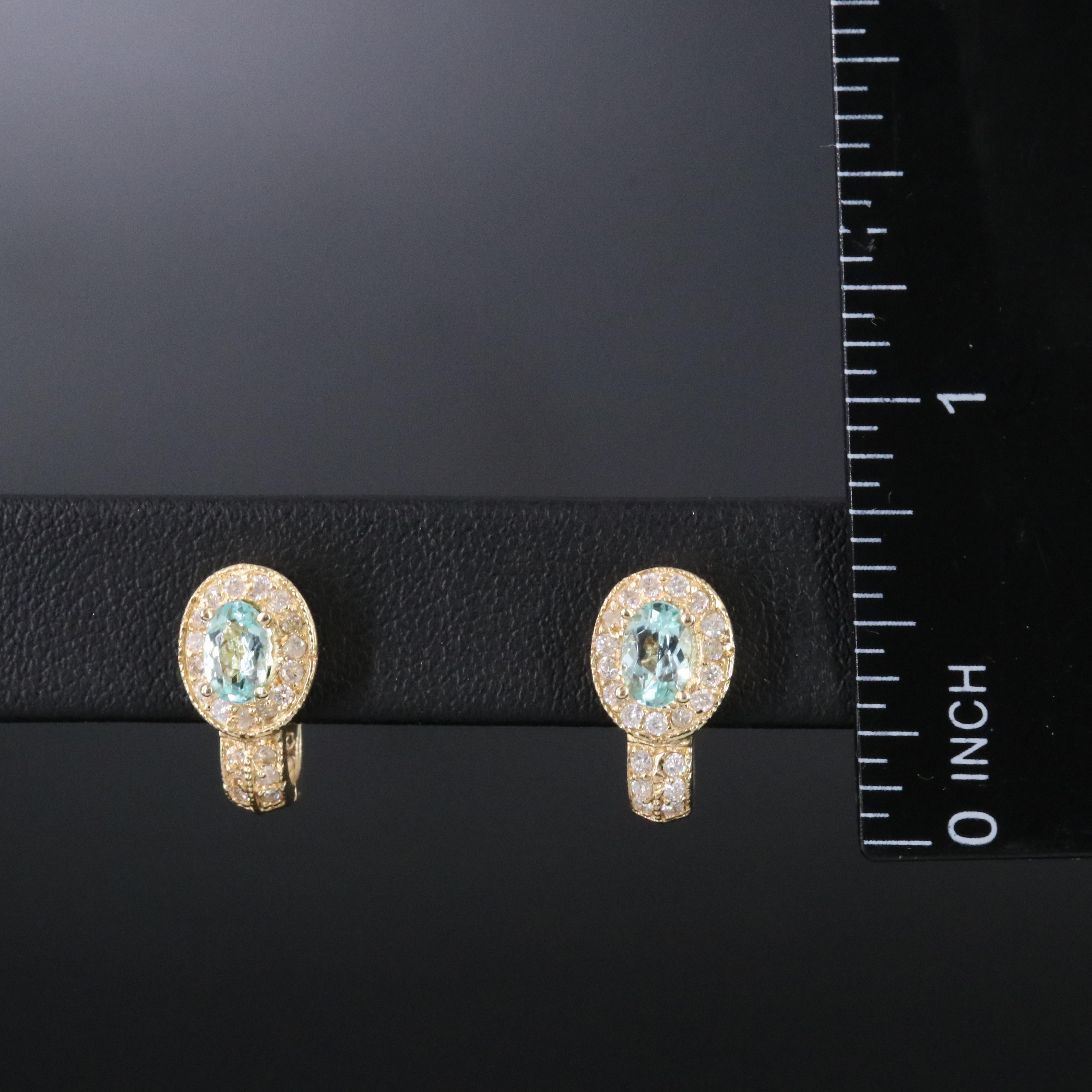 14K Apatite and Diamond Earrings