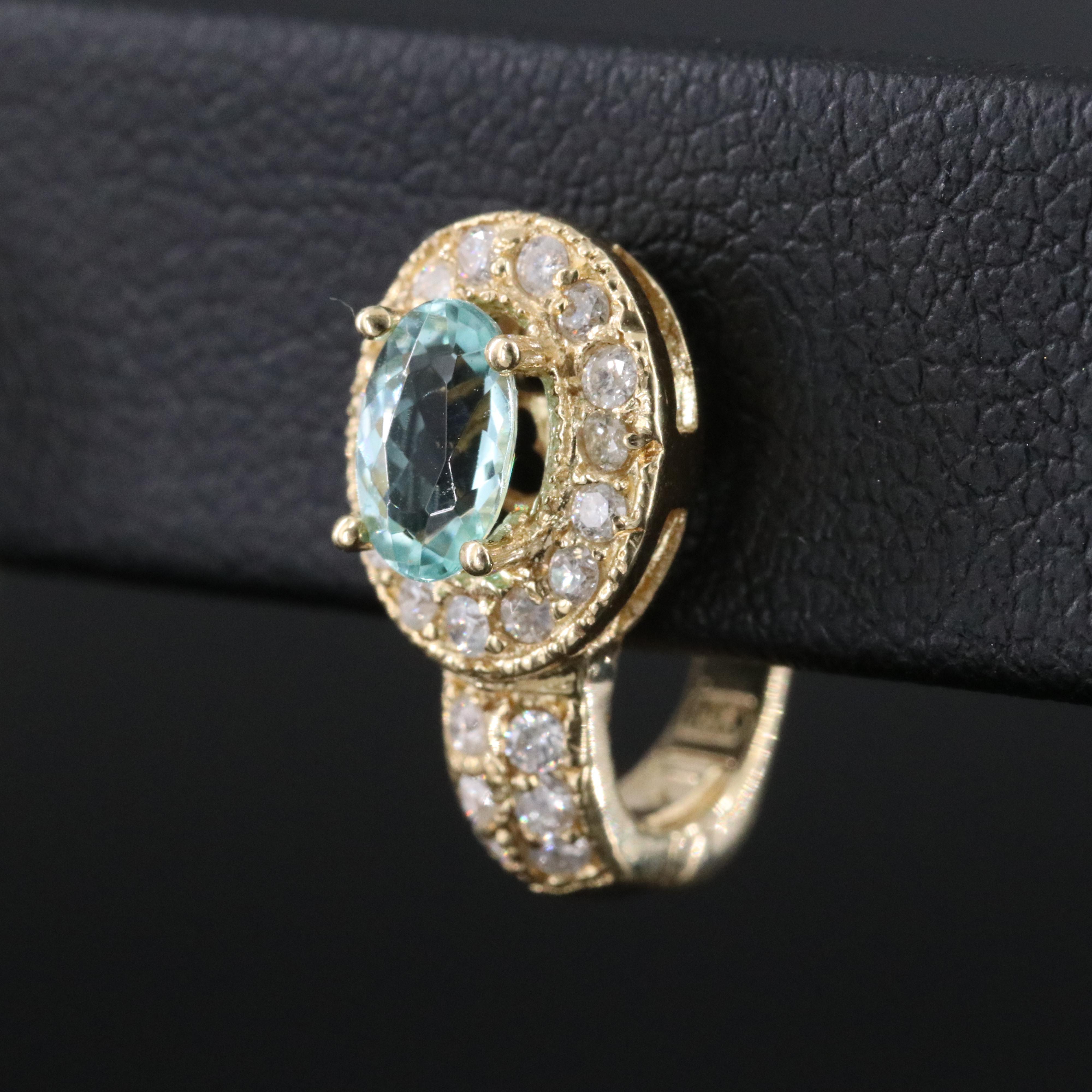 14K Apatite and Diamond Earrings