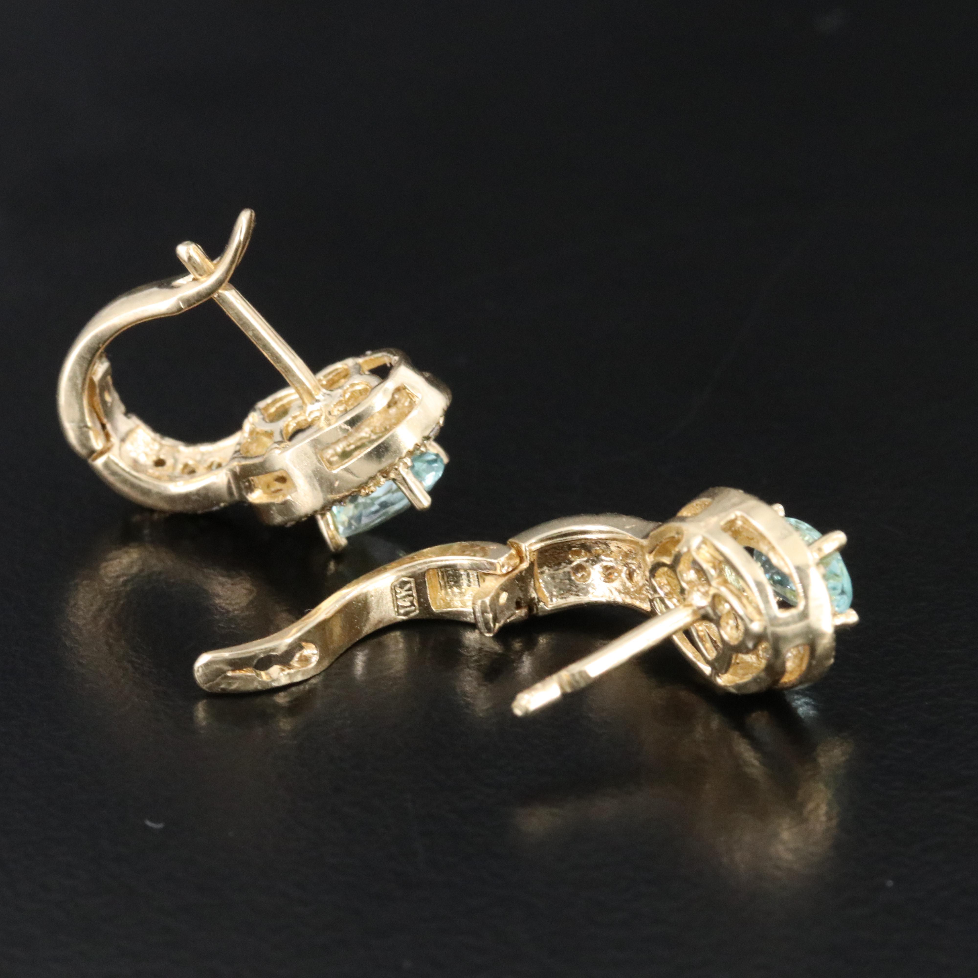 14K Apatite and Diamond Earrings