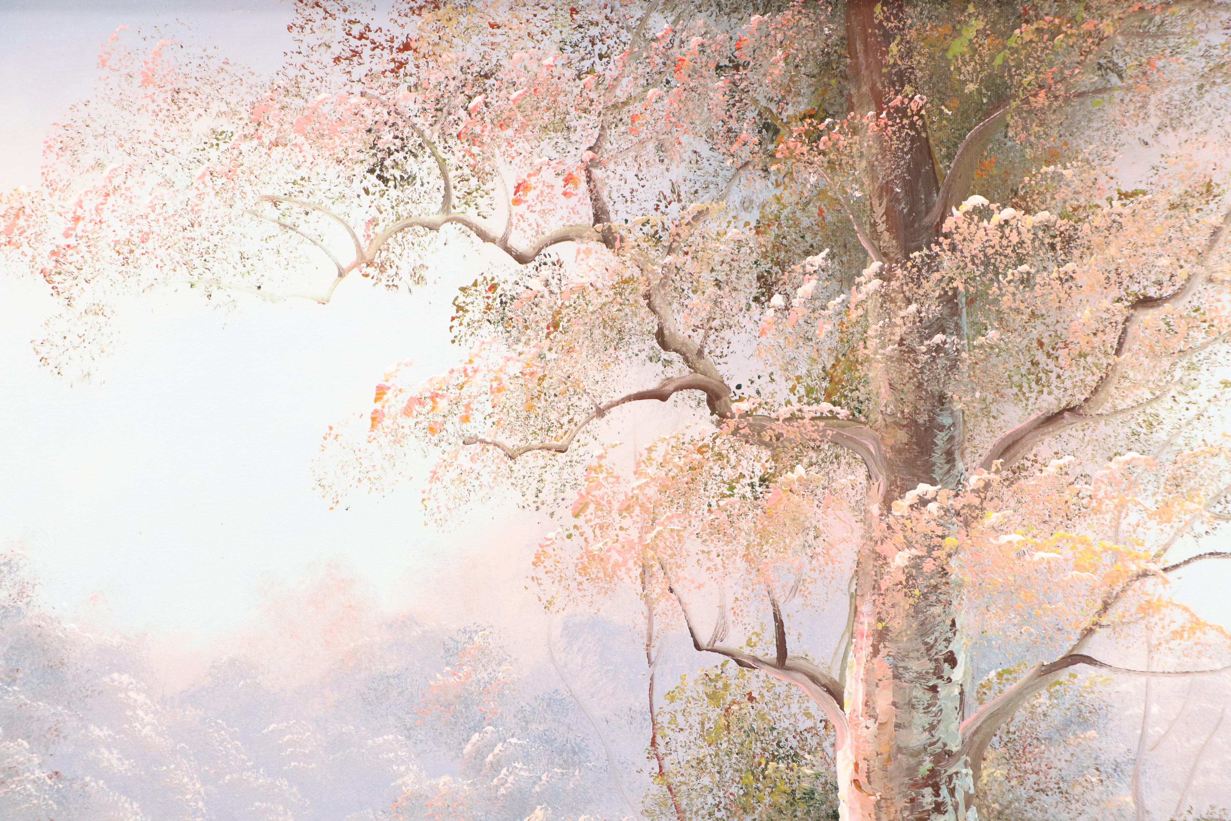 Irene Cafieri Landscape Oil Painting with Woodland Cottage